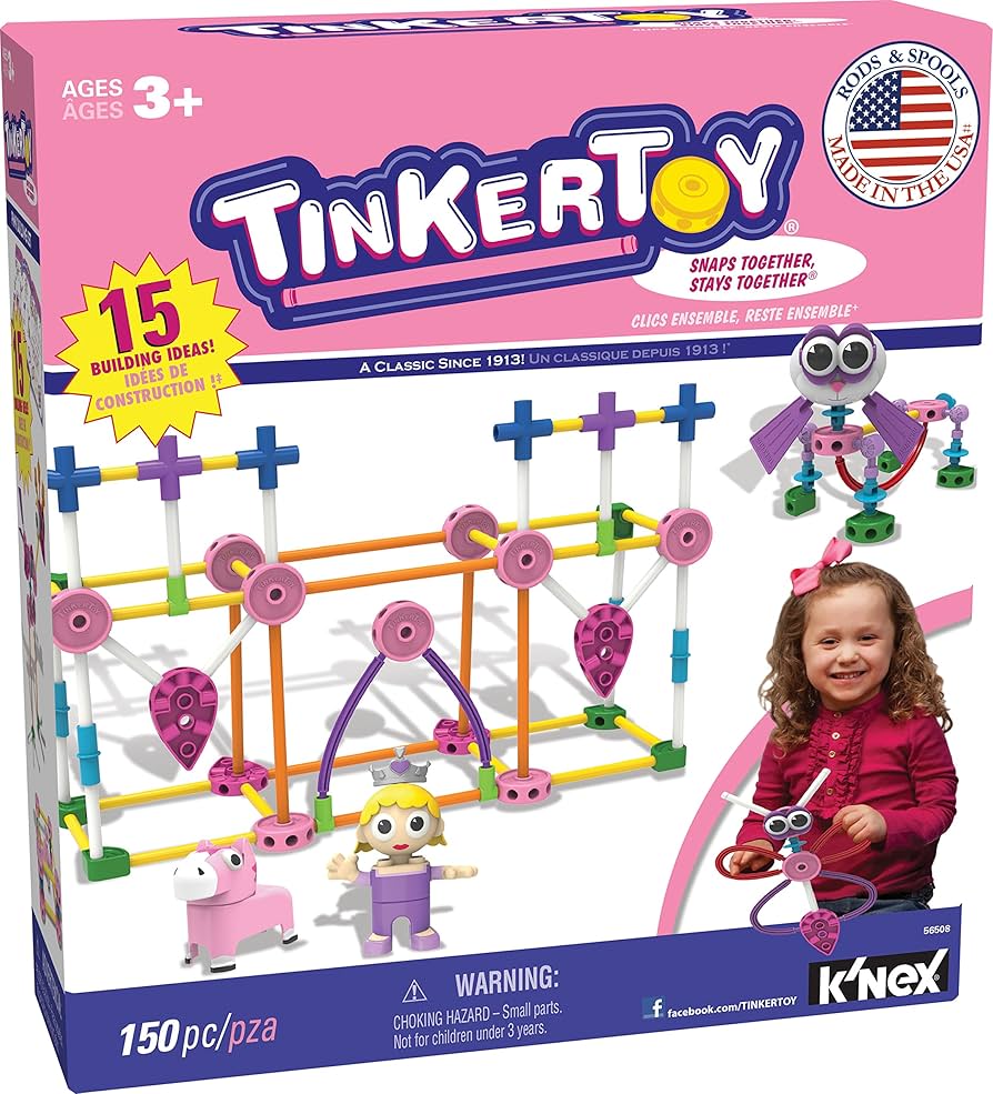 K'Nex Tinkertoy – Pink Building Set – 150 Pieces – Ages 3+