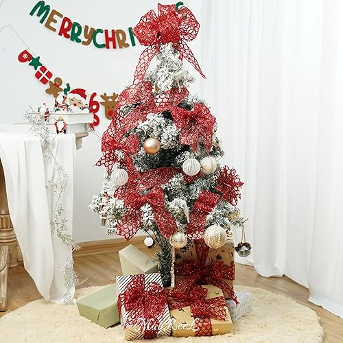 Miniatura 5 de Cinta roja de Navidad con alambre de 2.5 pulgadas x 10 yardas, cinta roja con alambre para decoración de Navidad, cinta roja para árbol de Navidad,