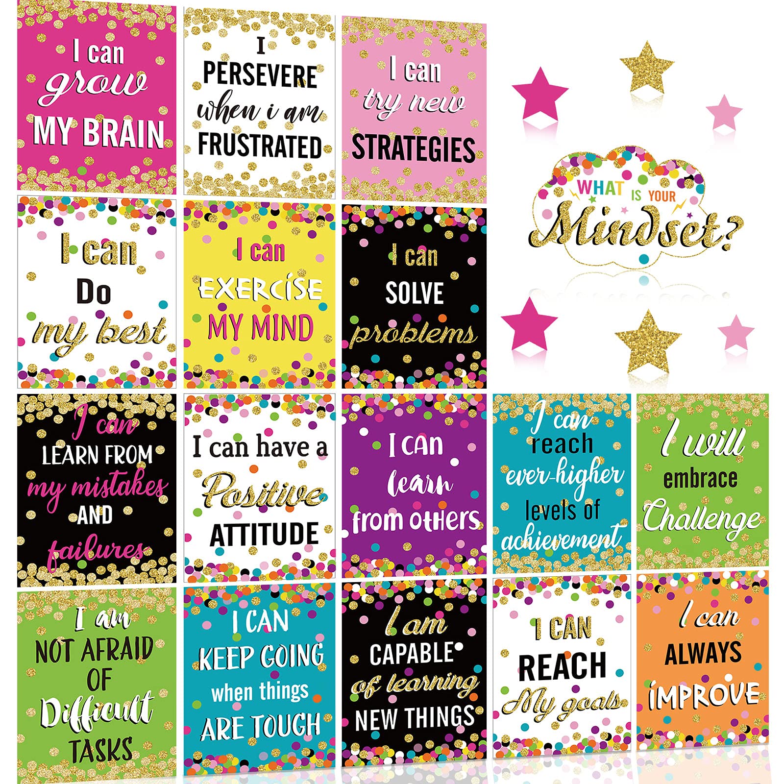 Buy Growth Mindset Posters Set Bulletin Board Display Decorations Positive Mindfulness Poster