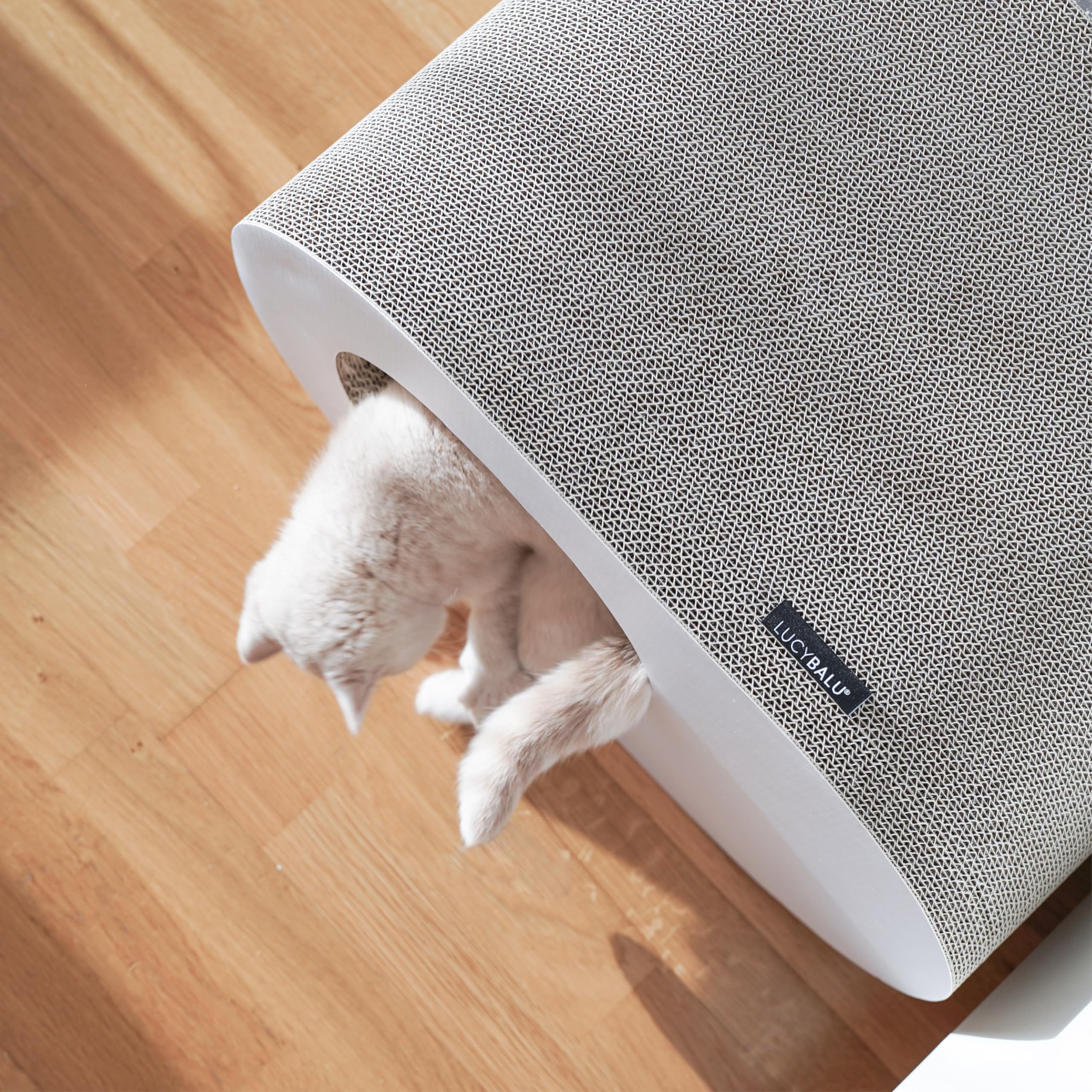 LucyBalu PAPERCAVE Cueva para gatos de cartón rascador, posibilidad de arañar para gatos, cabaña de cartón ondulado, espacio para dormir para gatos, muebles para gatos, casa rascadora, juguete para