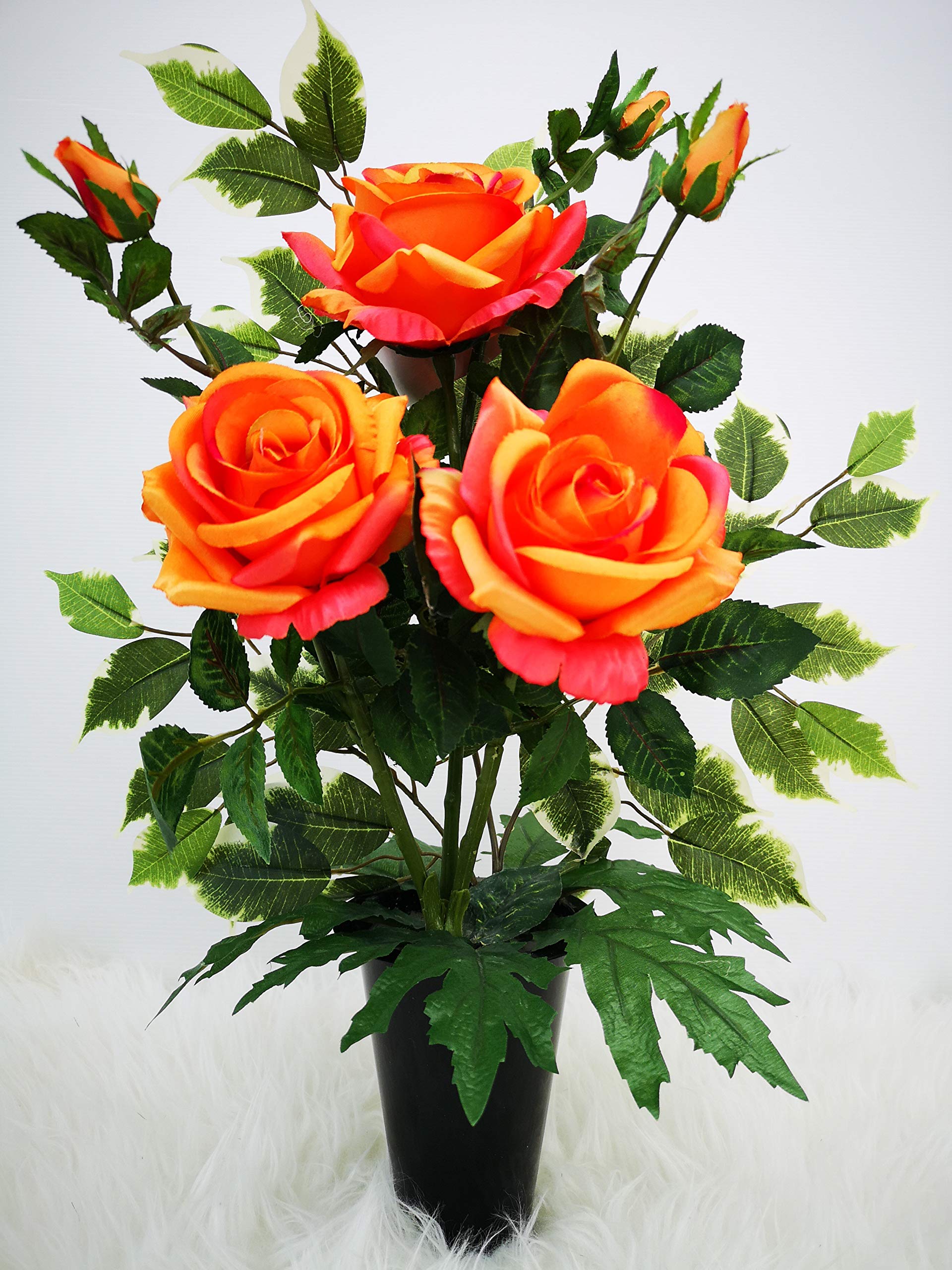 Composition De Fleurs Artificielles en Cône Lesté Ciment Pour