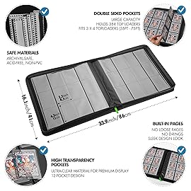 FunGuys Toploader Binder, Trading Card Binder Storage, 384 12 Pocket Top Loader Binder Collection for Yugioh, MTG, TCG, Card Folders for Trading Cards