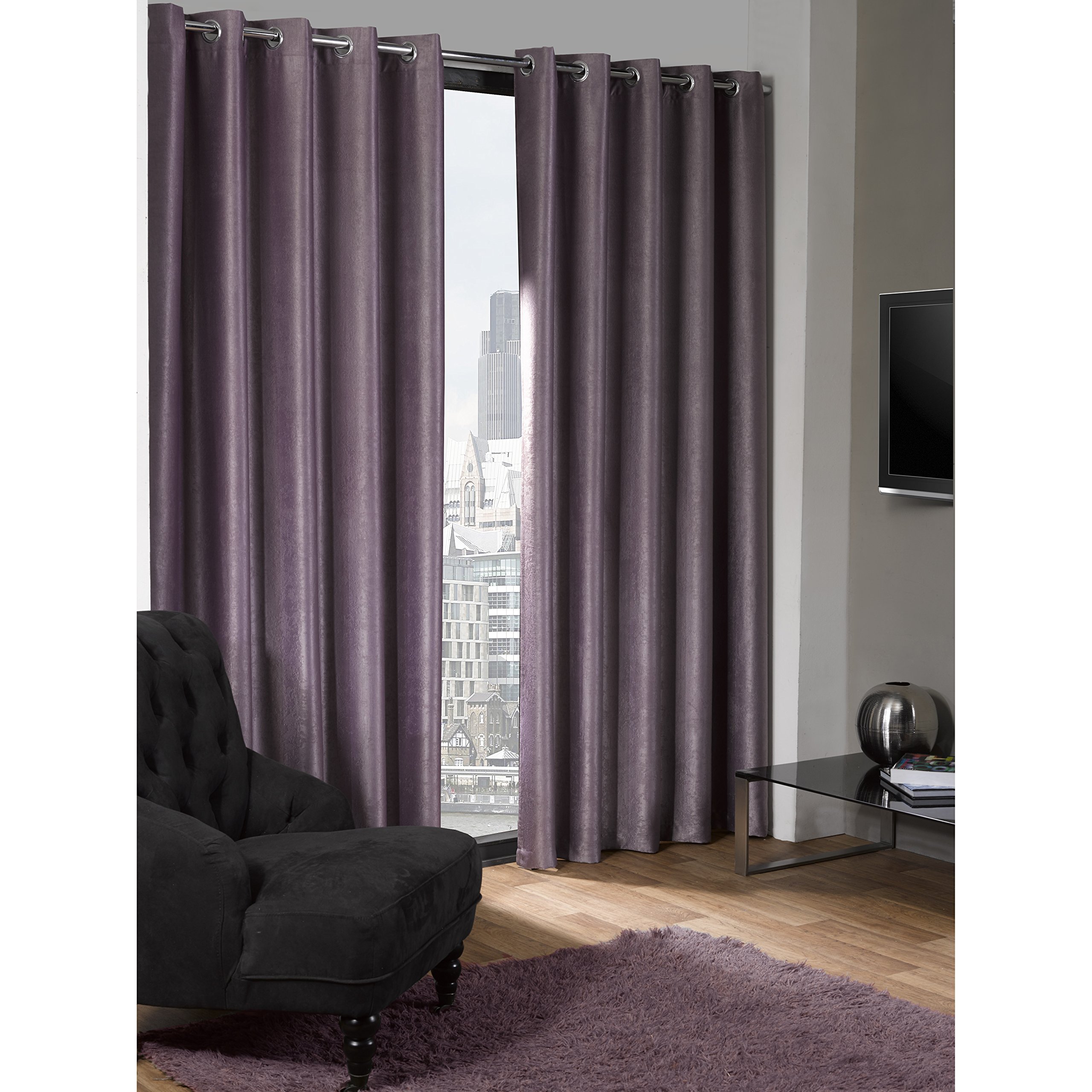 Emma Barclay Logan - Textured Woven Blackout Eyelet Curtains in Silver - Width 66 x Drop 54" (168 x 137cm)