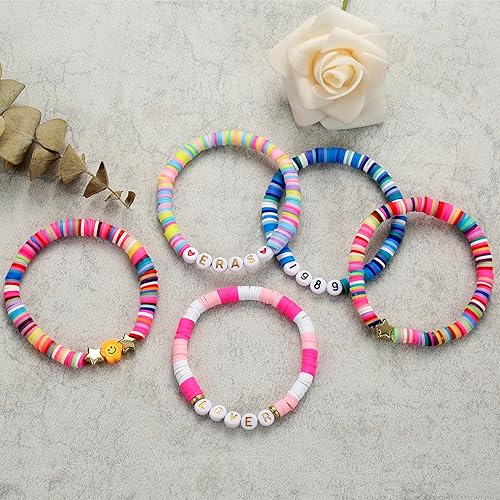 Miniatura 6 de Bflaae 1500 cuentas de arcilla blanca para hacer pulseras, espaciador de polímero redondo plano, kit de cuentas de arcilla heishi para fabricación