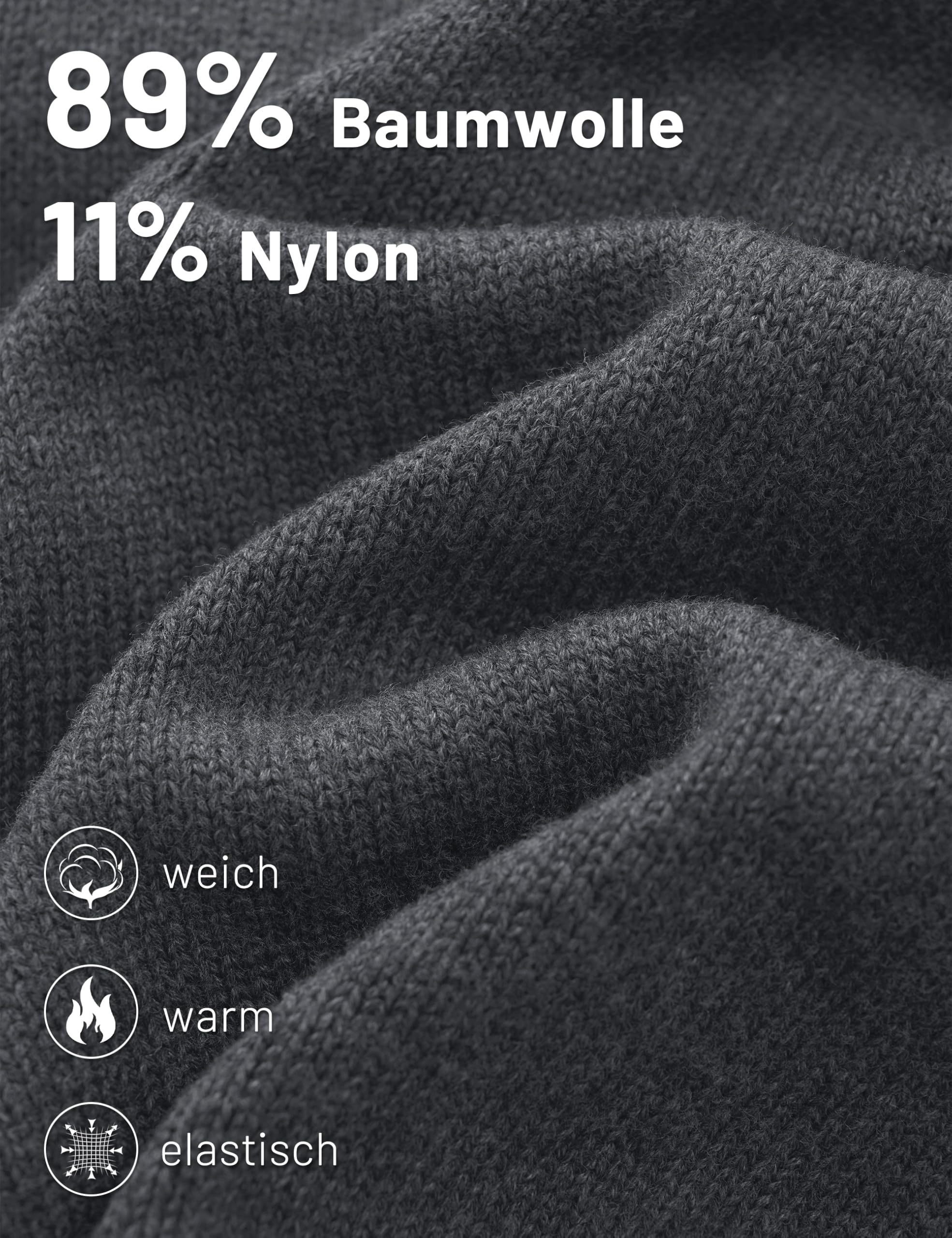TACVASEN Pullover Herren Half Zip Troyer Baumwolle Warm Strickpullover