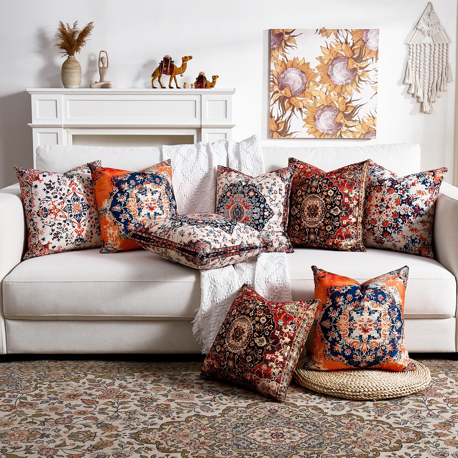 Cojines Exterior Fundas De Cojines 40x40 Para Sofa Boho Hojas Art