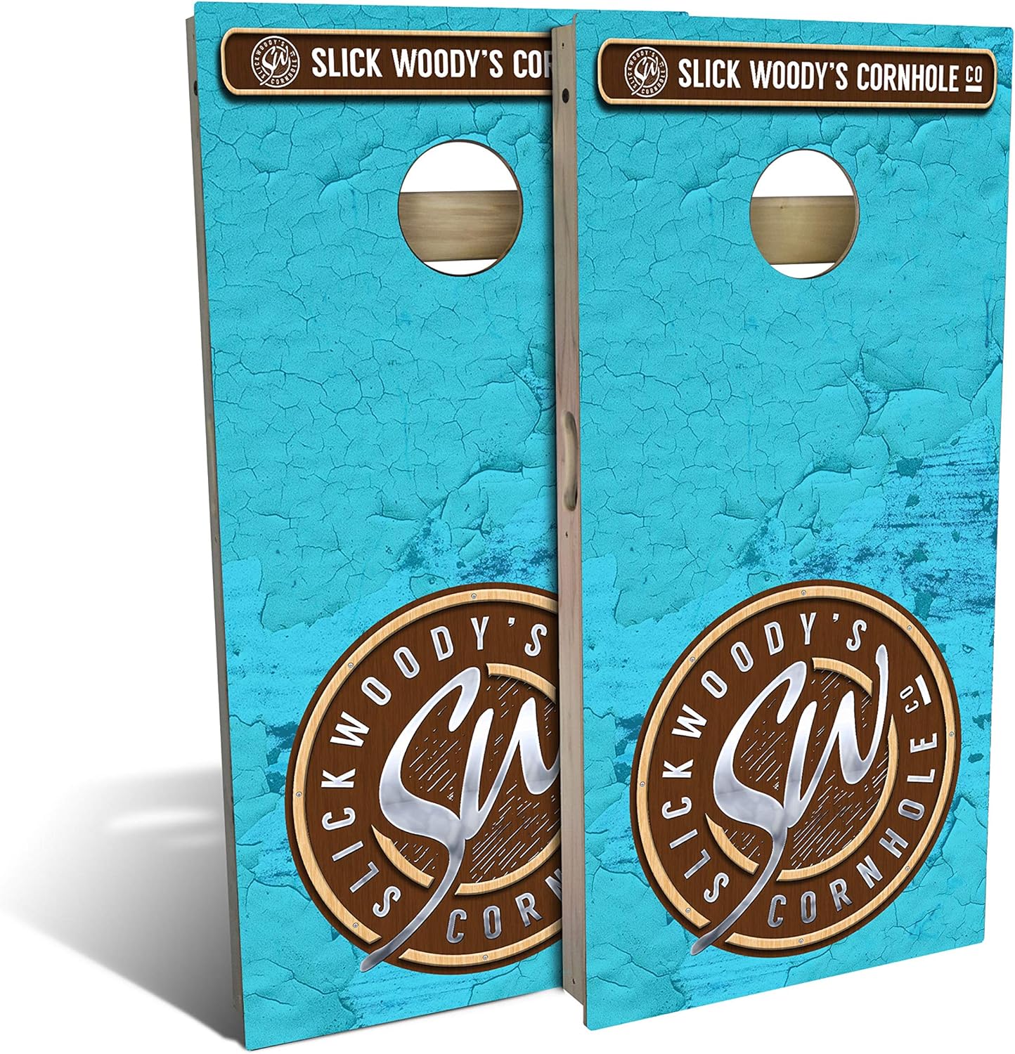 Slick Woody's Professional-Grade Cornhole Boards - 4'x2' Solid Wood Regulation Beach Corn Hole Toss Game with 8 Resin Filled Bags