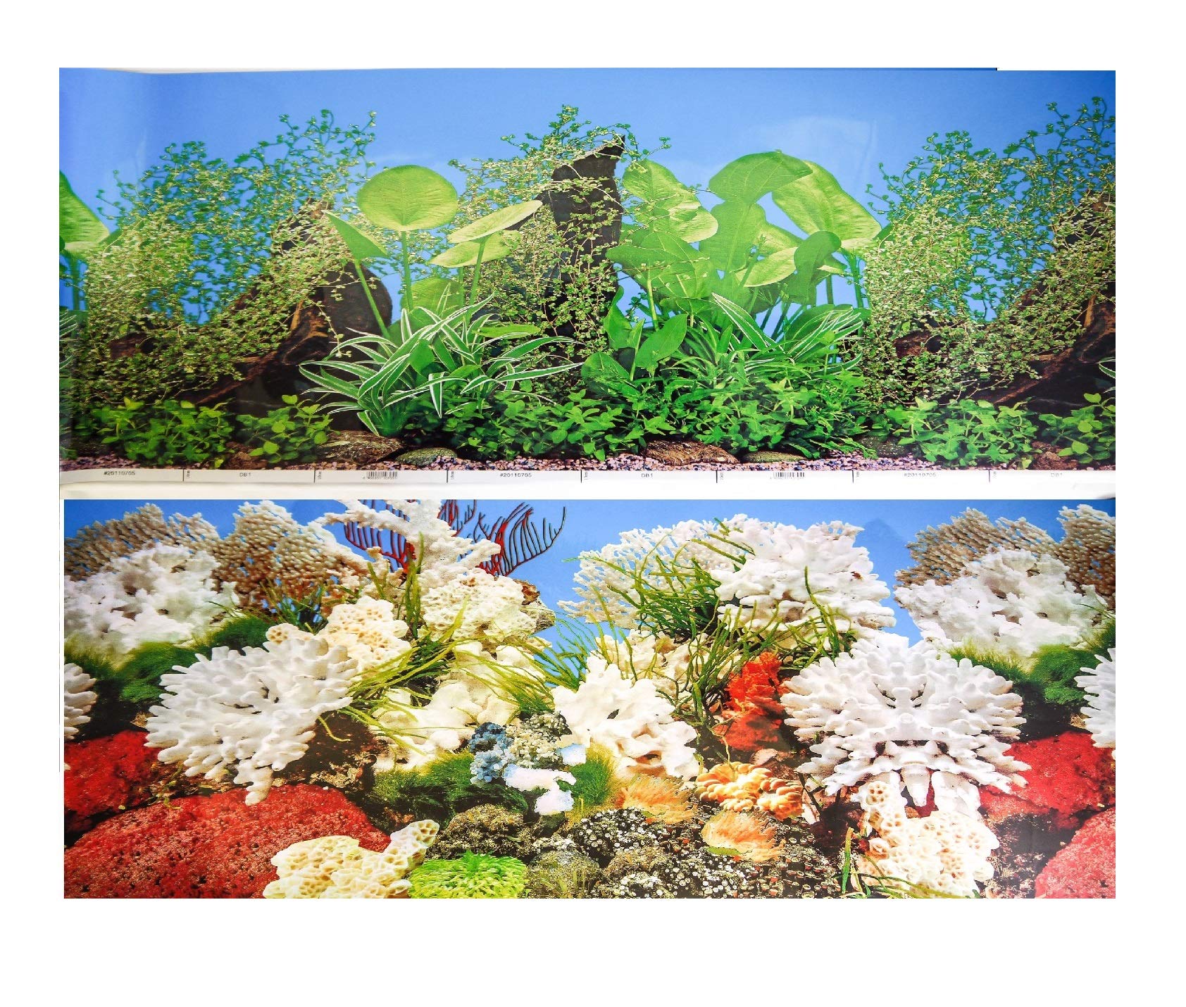 Hidom Aquarium Background Poster Double Sided - Height 16" / 40cm - Length 8 FT / 244cm - Two Scenic Pictures displaying Aquatic Backdrops - DS 400-CP2