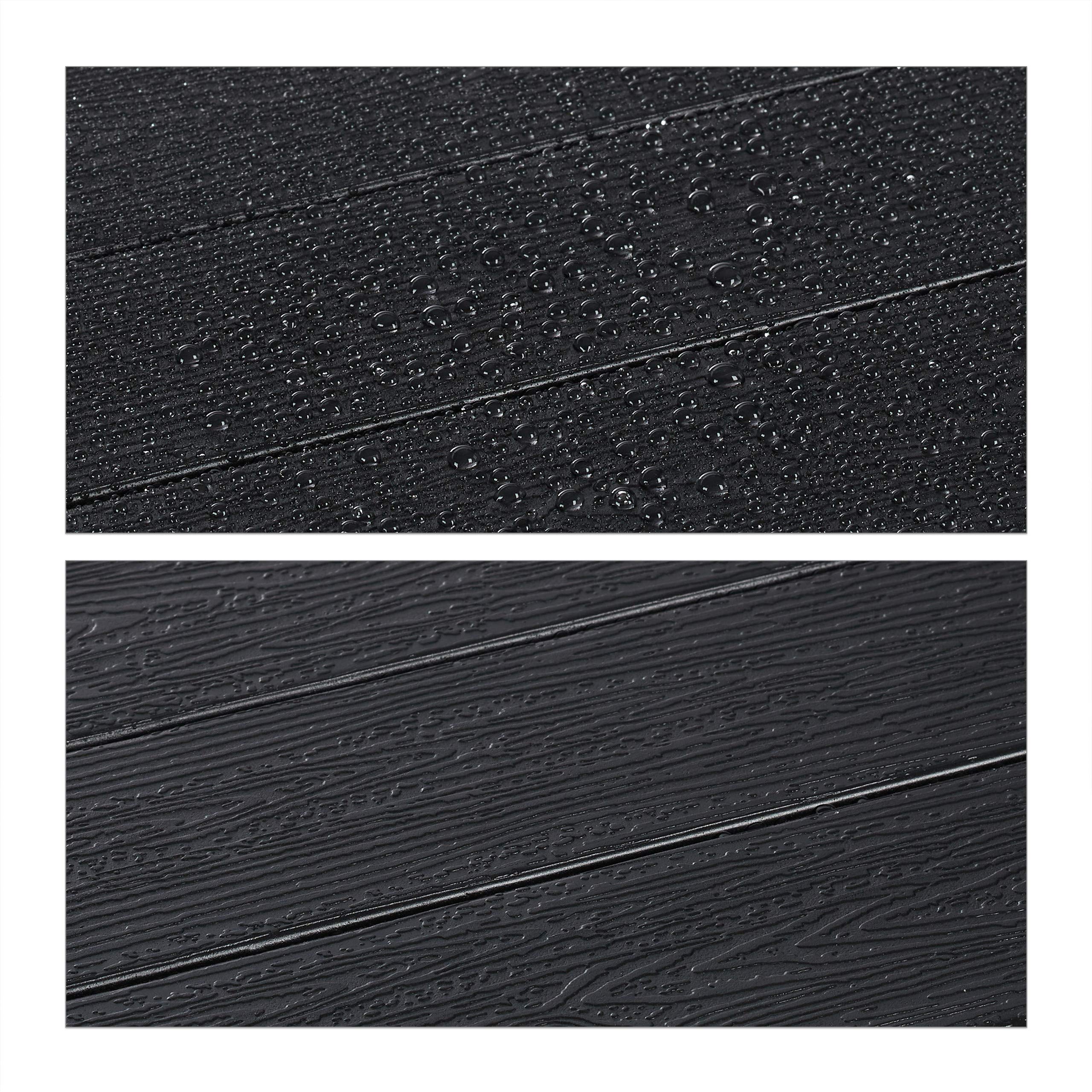 Relaxdays Tavolino Pieghevole per Balcone, 3 Altezze Regolabili, LxP 59,5 x 36, Appeso a Ringhiera, Effetto Legno, Nero