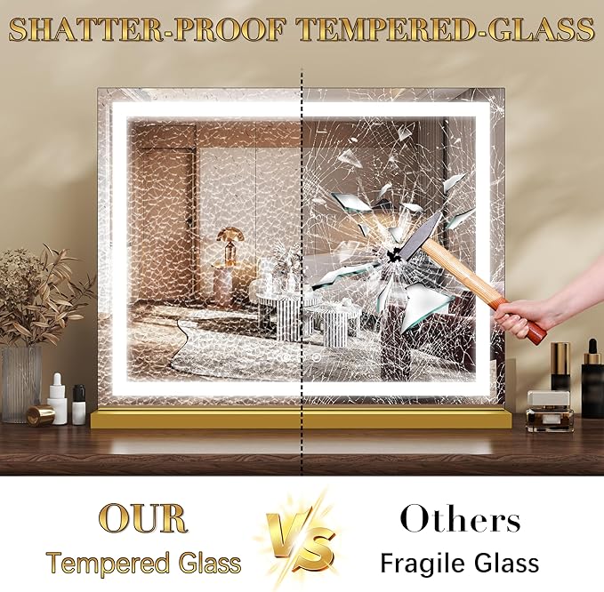 Espejo de Maquillaje ROLOVE con Luz LED, 23x18 Pulgadas, 3 Modos de Color miniatura 6