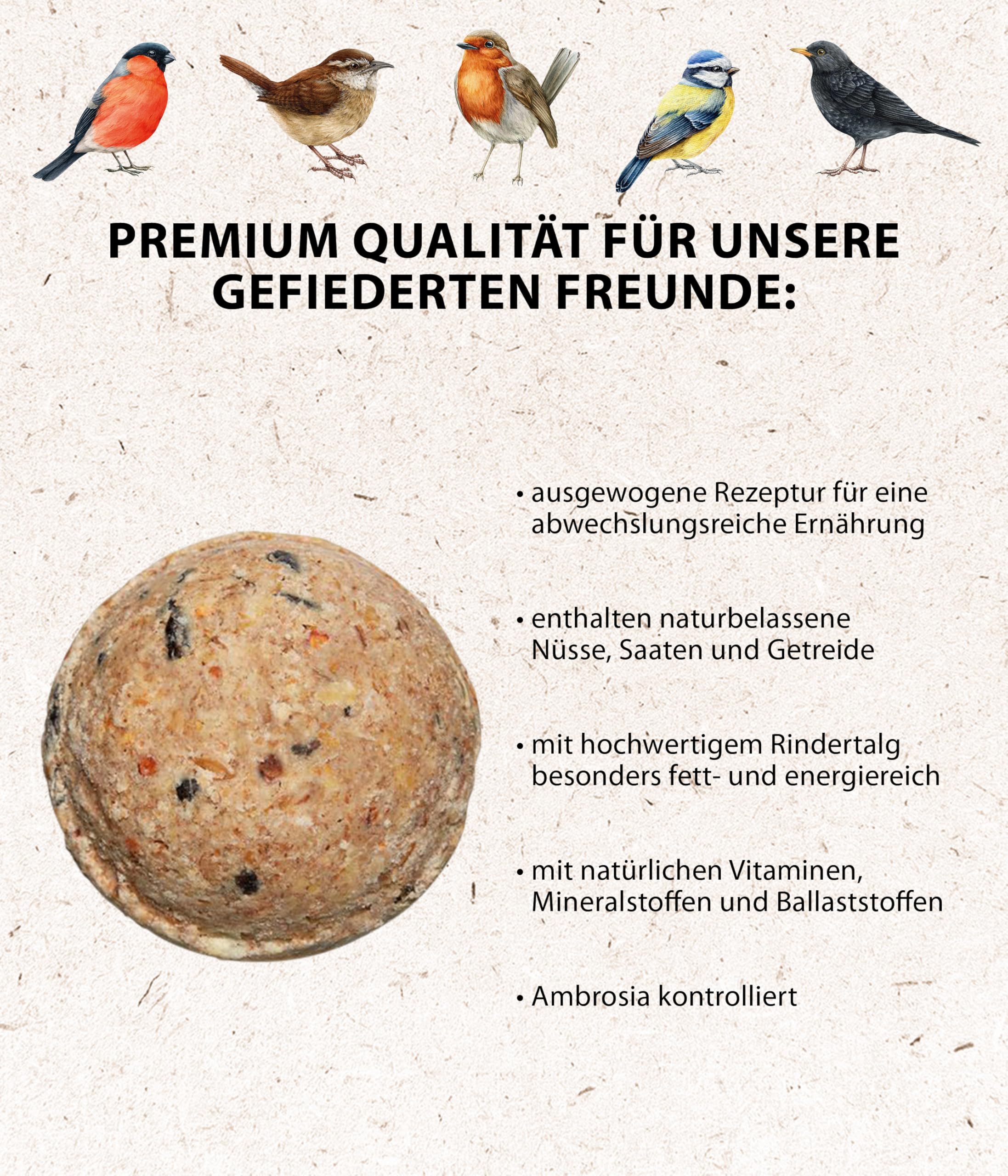 Dehner 5458302 Natura Karma dla Ptaków, 4 Kulki