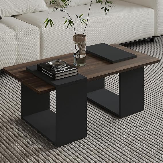 Matris Modern Orta Sehpa – Geometrik Tasarım ve Şık Detaylar, Ceviz/Antrasit
