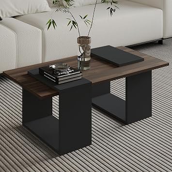 Matris Modern Orta Sehpa – Geometrik Tasarım ve Şık Detaylar, Ceviz/Antrasit