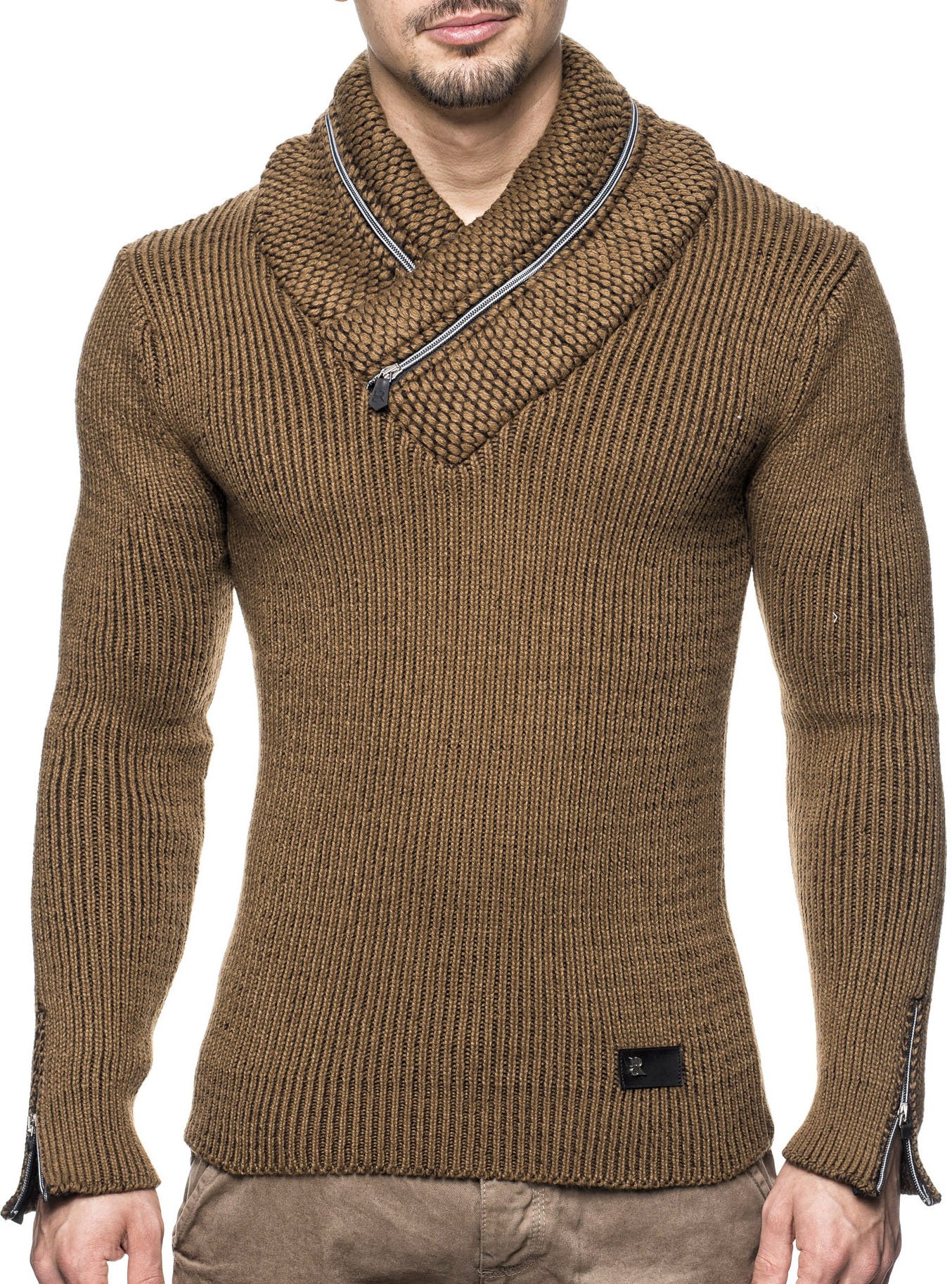 Pull à Capuche Homme Leif Nelson - Polaire, Coupe Ajustée, Camel, Taille S