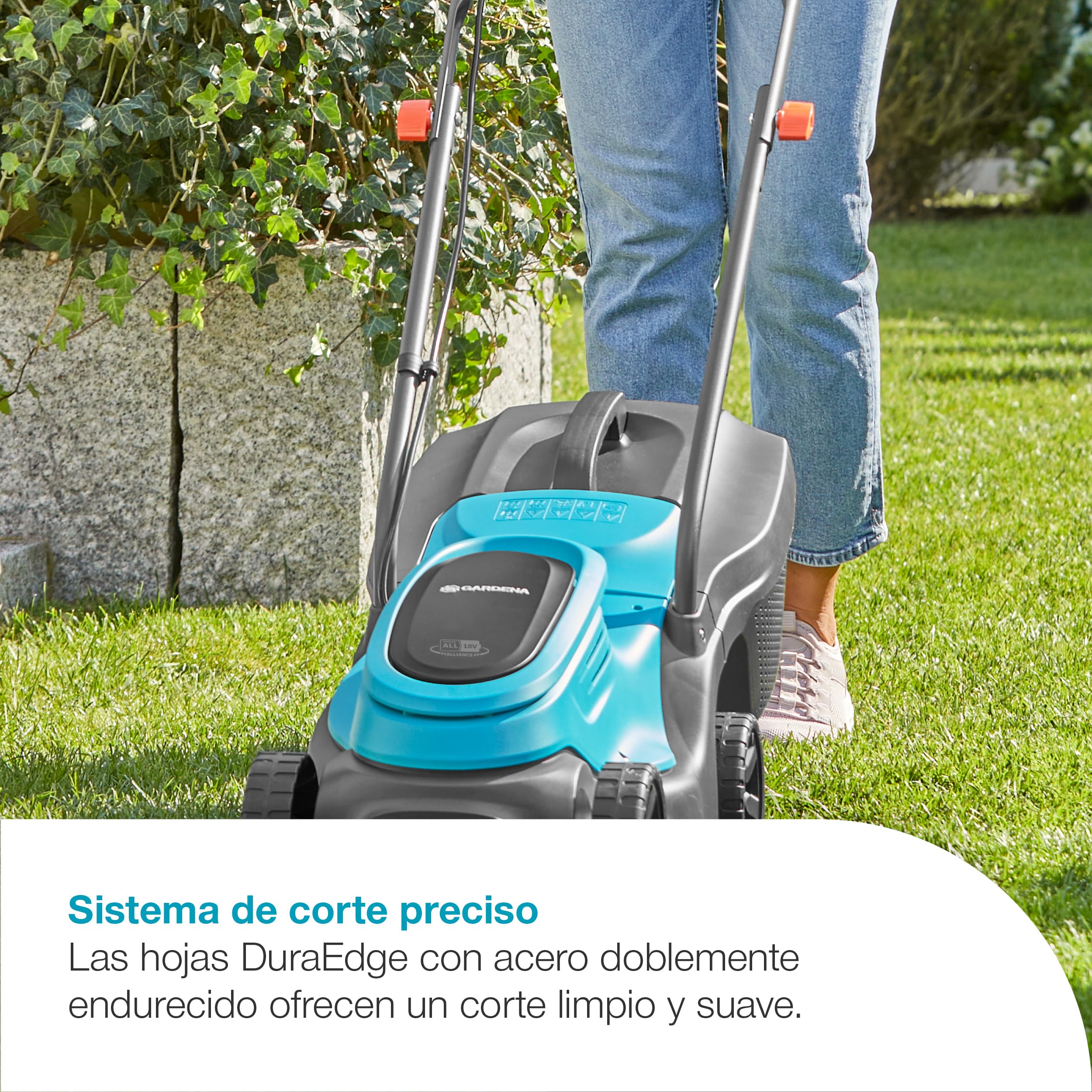Gardena Cortacésped PowerMax 30/18V P4A con batería, Set Listo para Usar: 30 cm de Ancho, Capacidad de 25 l, Ajuste de Altura, Ligero, Sin Cable (14630-20)