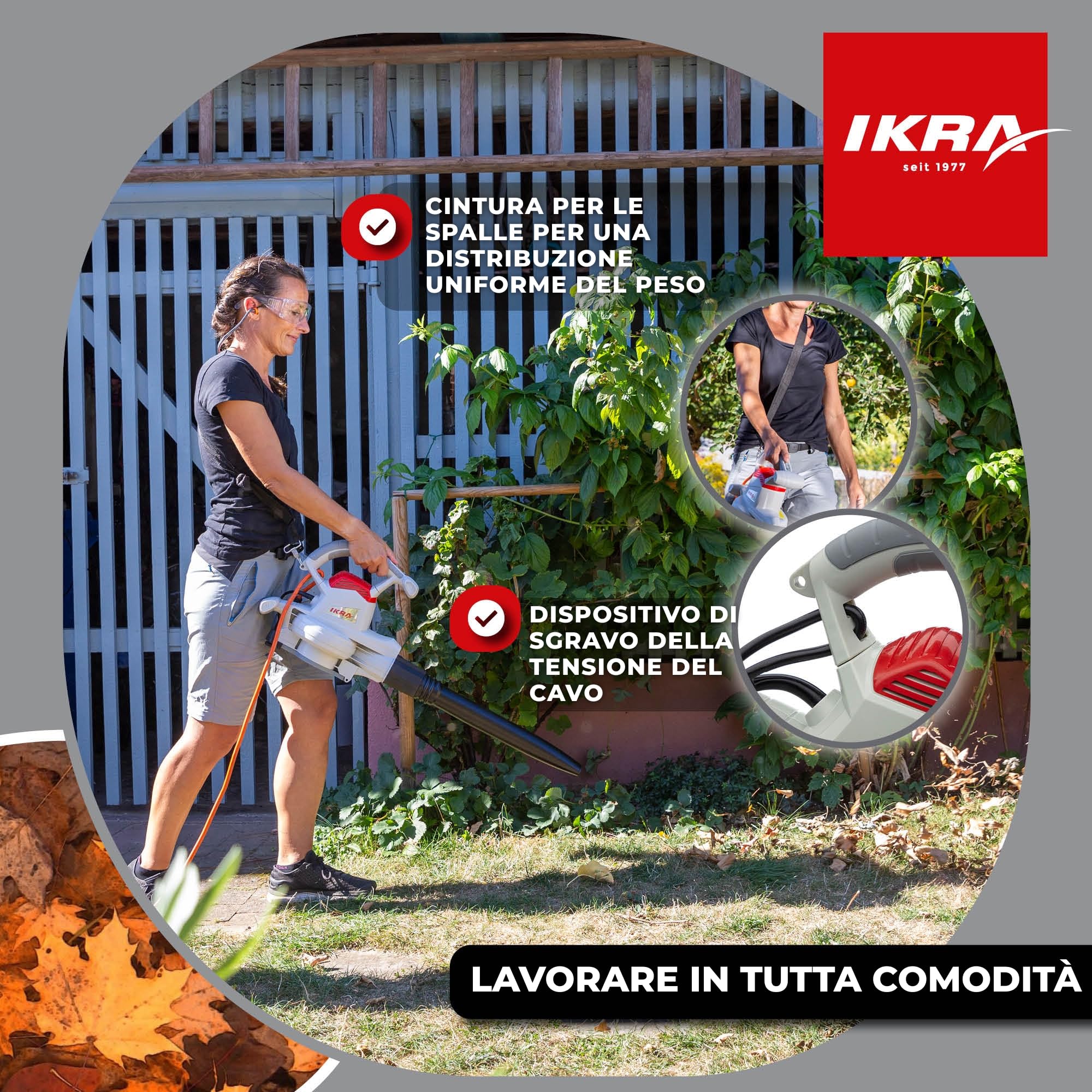 IKRA aspiratore soffiatore elettrico IEBV 3200 3in1, incl. prolunga per la pulizia delle grondaie, 3200 W
