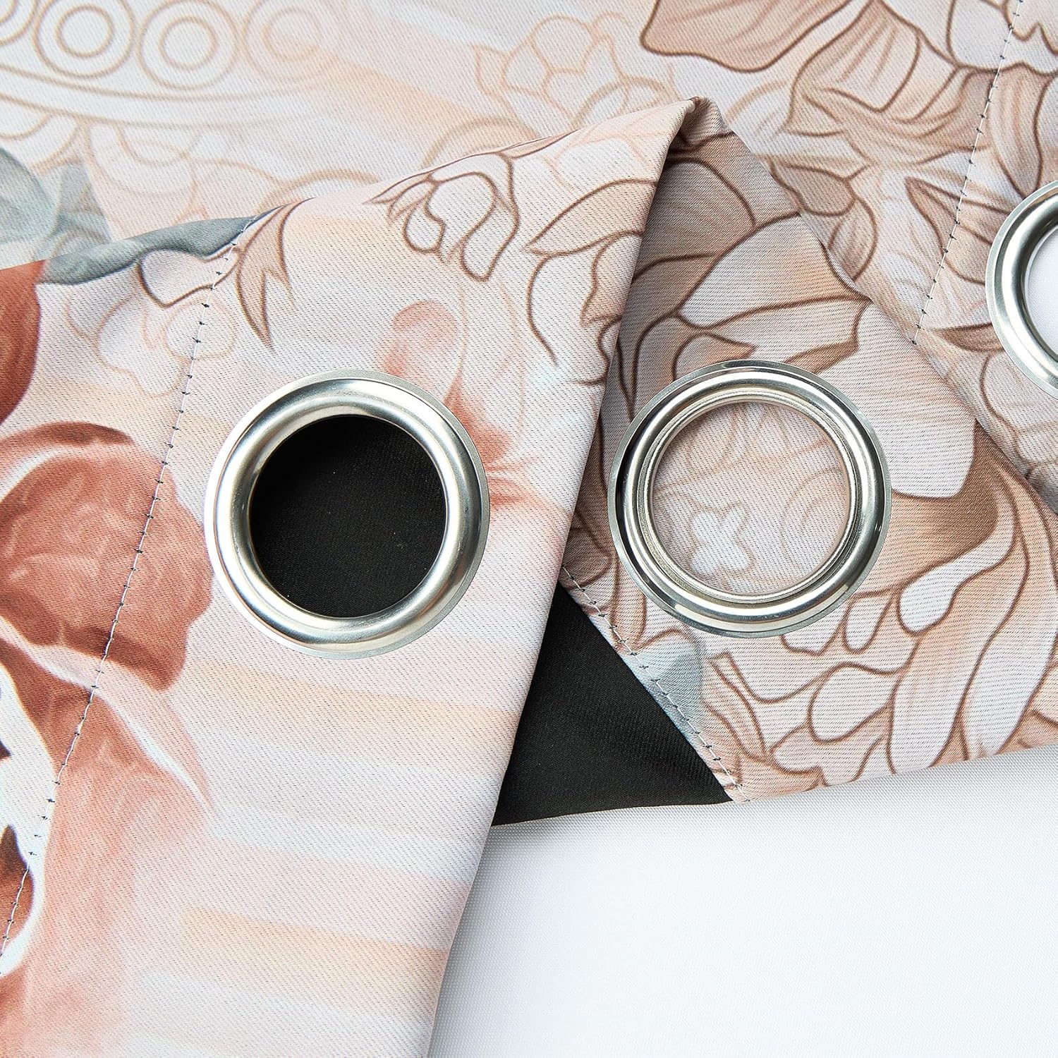 Pink Elegant Flower Blackout Curtains for Bedroom/Living Room,2 Panels Sets Window Curtain,Dark Pink Floral Vintage Classical Bloomy Thermal Insulated Printed Curtains with Grommet,42" Wx63 L