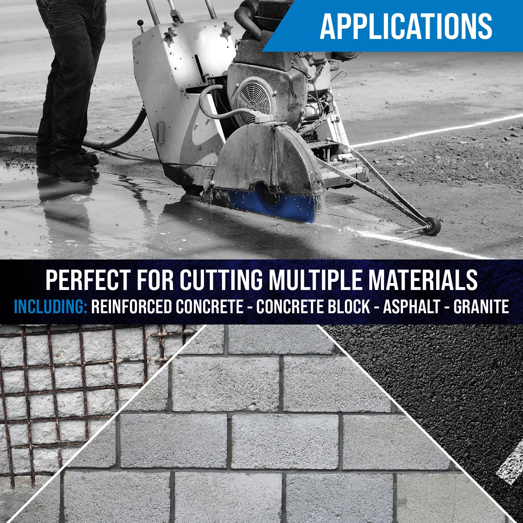 Mexco Tri-Purpose Diamond Blade 450mm XCEL Grade, Superior, High-Performance Multi-Material Cutting Disc for Concrete Asphalt - Image 4