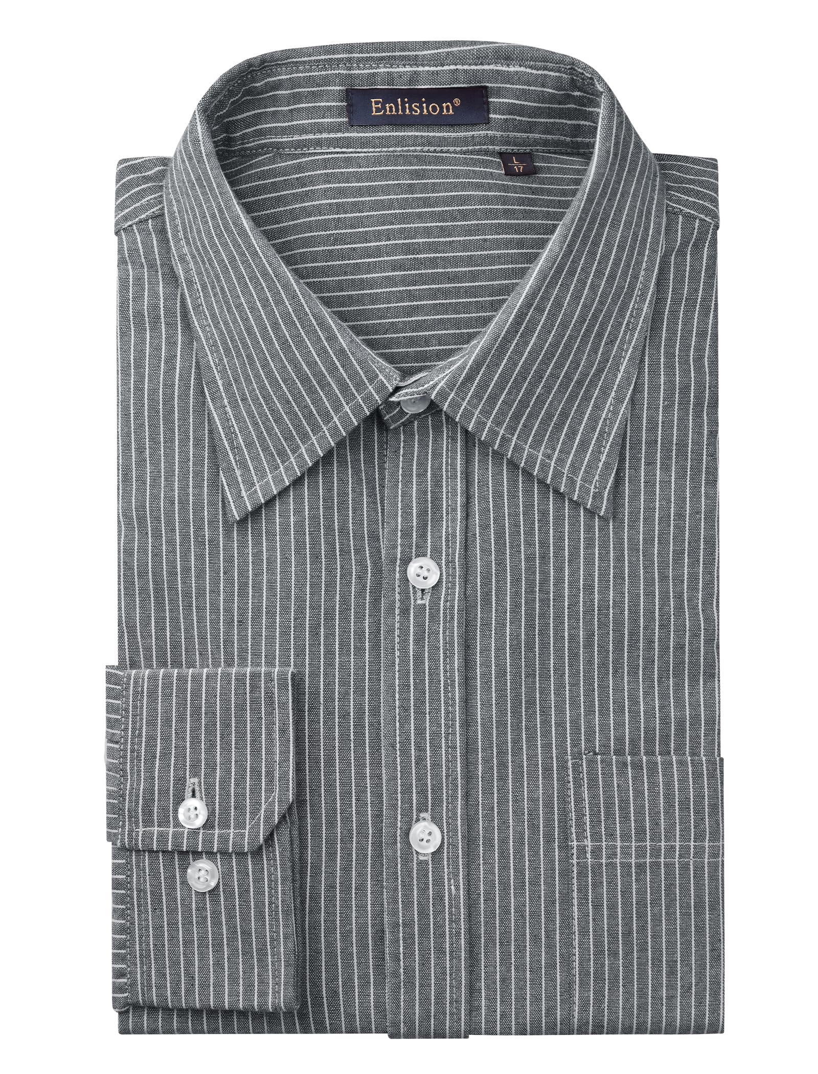 Men Striped Shirts Long Sleeve Oxford Pinstripe Shirts for Men Regular Fit with Two Pockets for Casual Business S-4XL