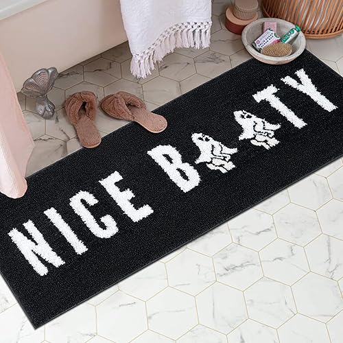 RoomTalks Divertida alfombra de baño de Halloween antideslizante, lavable, bonito trasero, negro, gótico, extra larga, para Halloween, 18 pulgadas