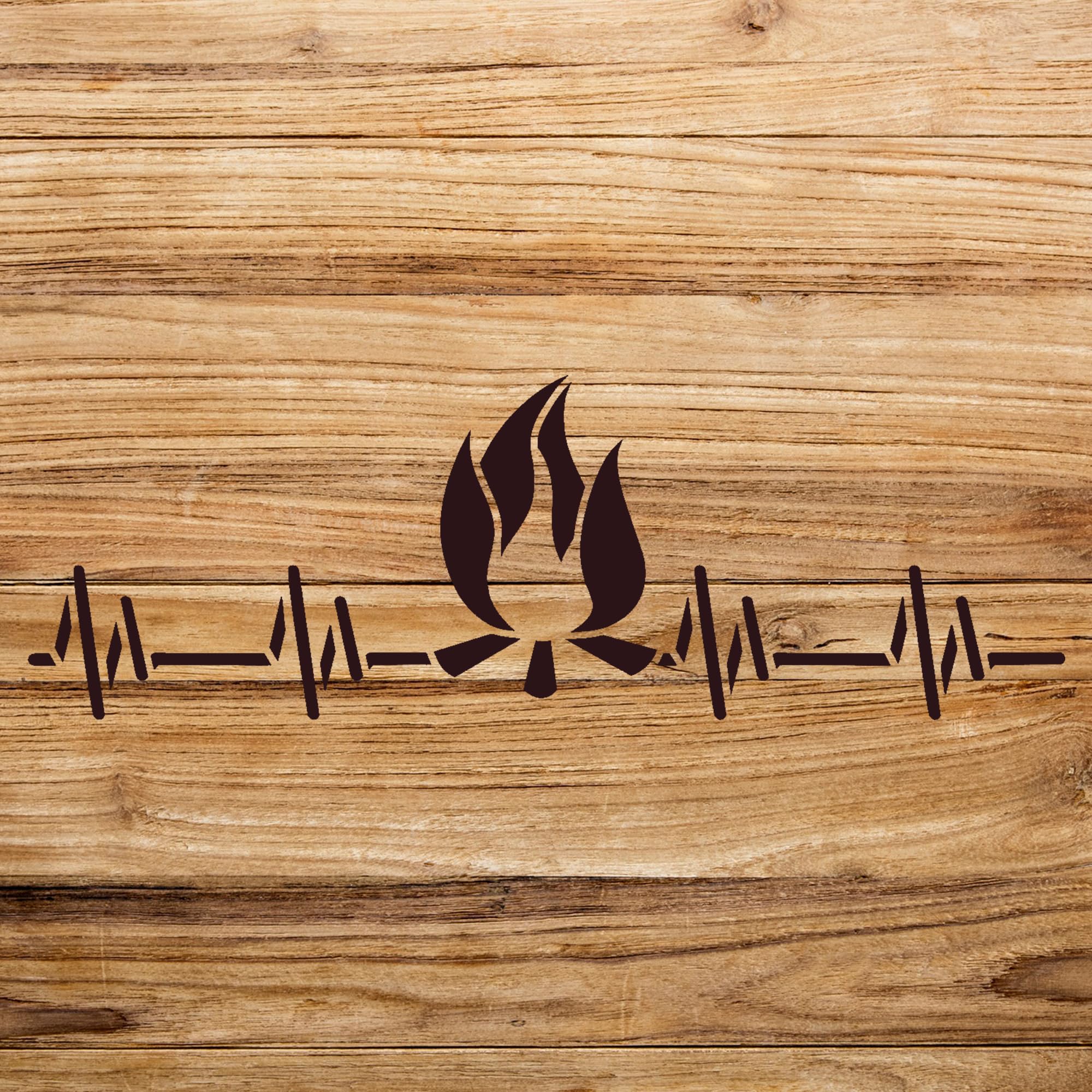 Campfire Heartbeat Pulse Stencil for Wood Signs and Home Decor, DIY Outdoor Adventure Craft Template, Perfect for Painting and Creative Projects - Size A1 (33.1