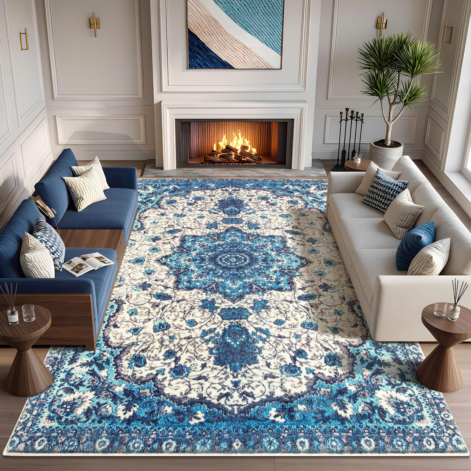 Tinyboy-hbq Area Rugs Blue Traditional Style Area Rugs Living Room