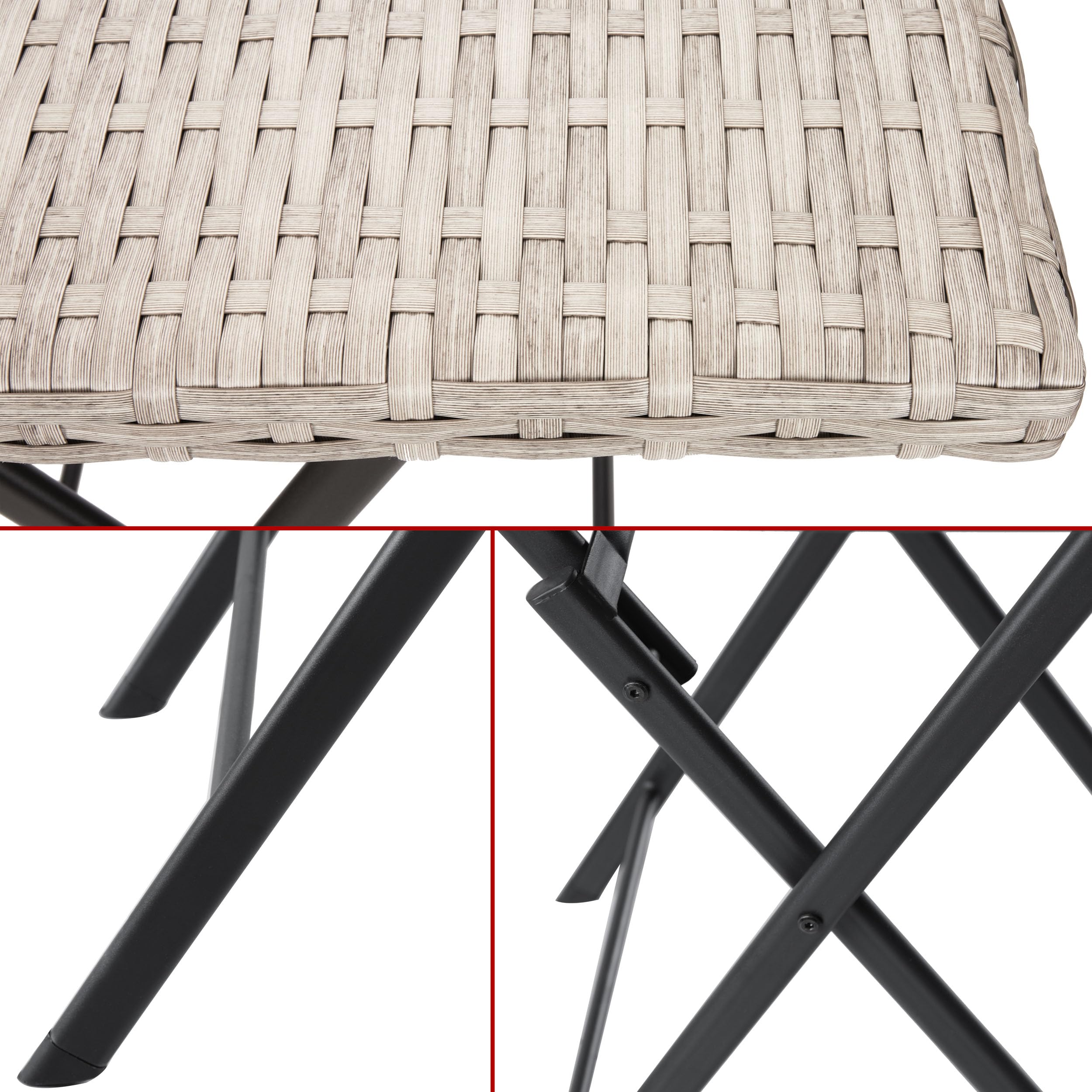 BRUBAKER Gartentisch Lugano - Klappbarer Balkontisch Aus Polyrattan 58x58cm