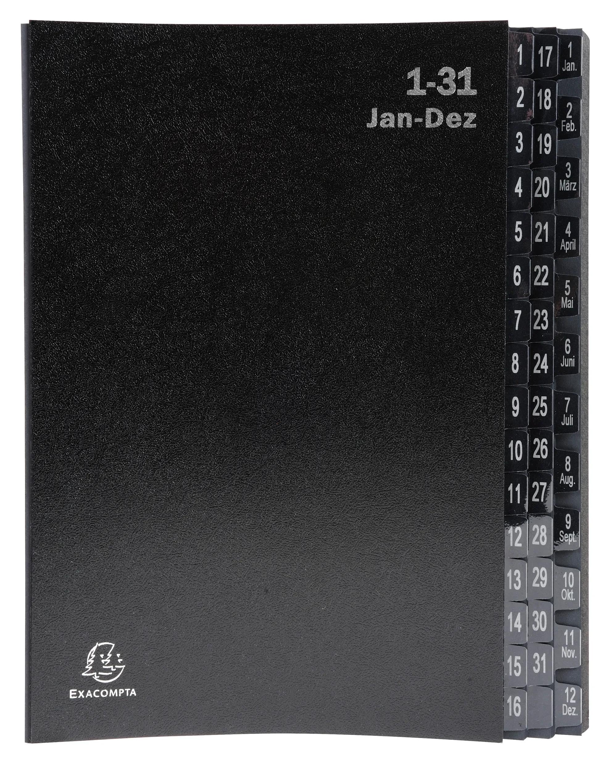 Exacompta - Rif. 57044E - Cartone da 4 raccoglitori Ordonator - copertina rigida - interno in carta riciclata - linguette plastificate alfanumeriche da 1 a 31 e dalla A alla Z - 32 scomparti - 24 x 34