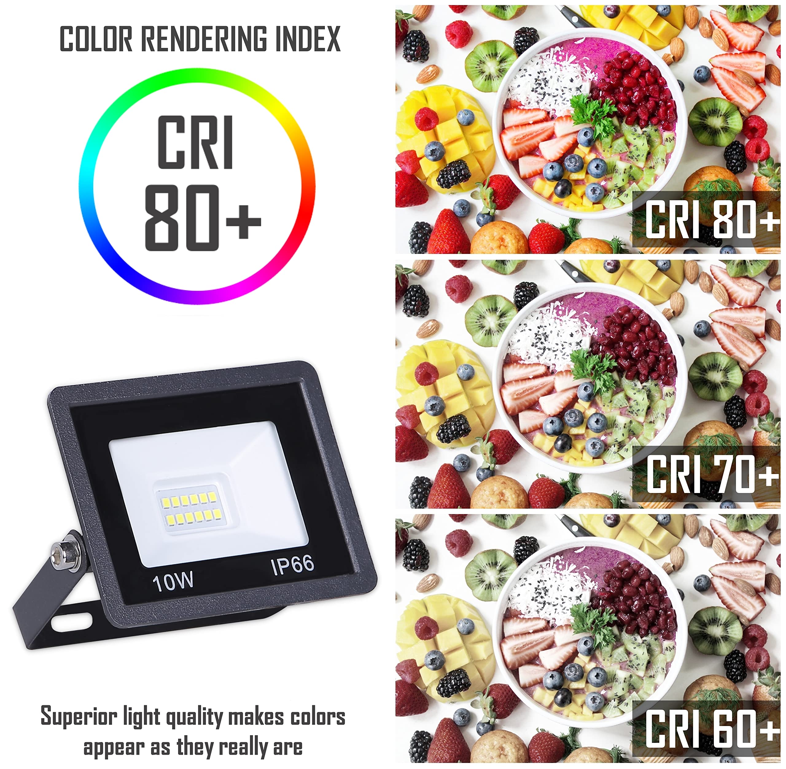 CLAR – Proyector LED exterior de 10 W, foco LED 3000 K, iluminación IP65 para jardín, terraza o fachada (pack 5)