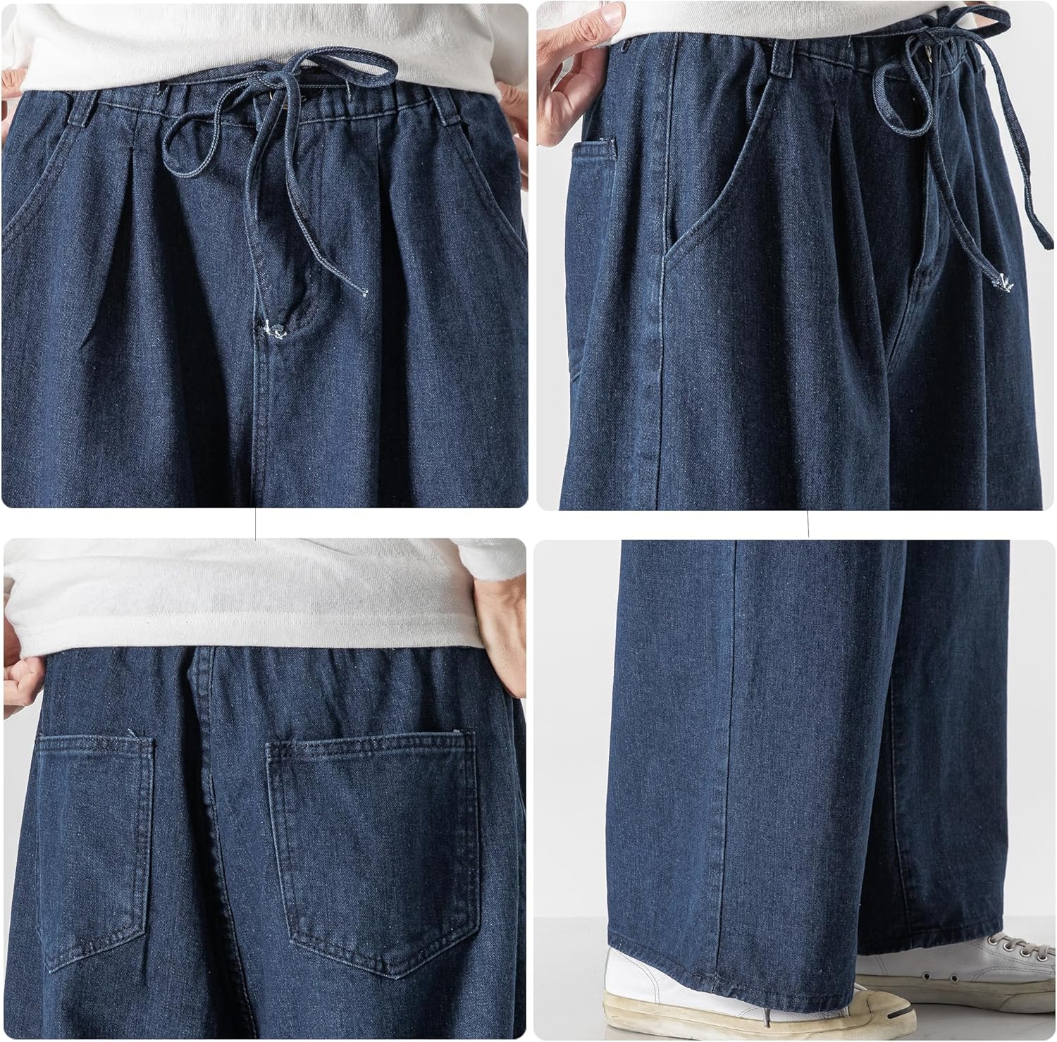 DOSLAVIDA Men's Hip Hop Jean Joggers Loose Fit Streetwear Biker Baggy Jeans Pants Stylish Printed Cargo Denim Pants - Image 7