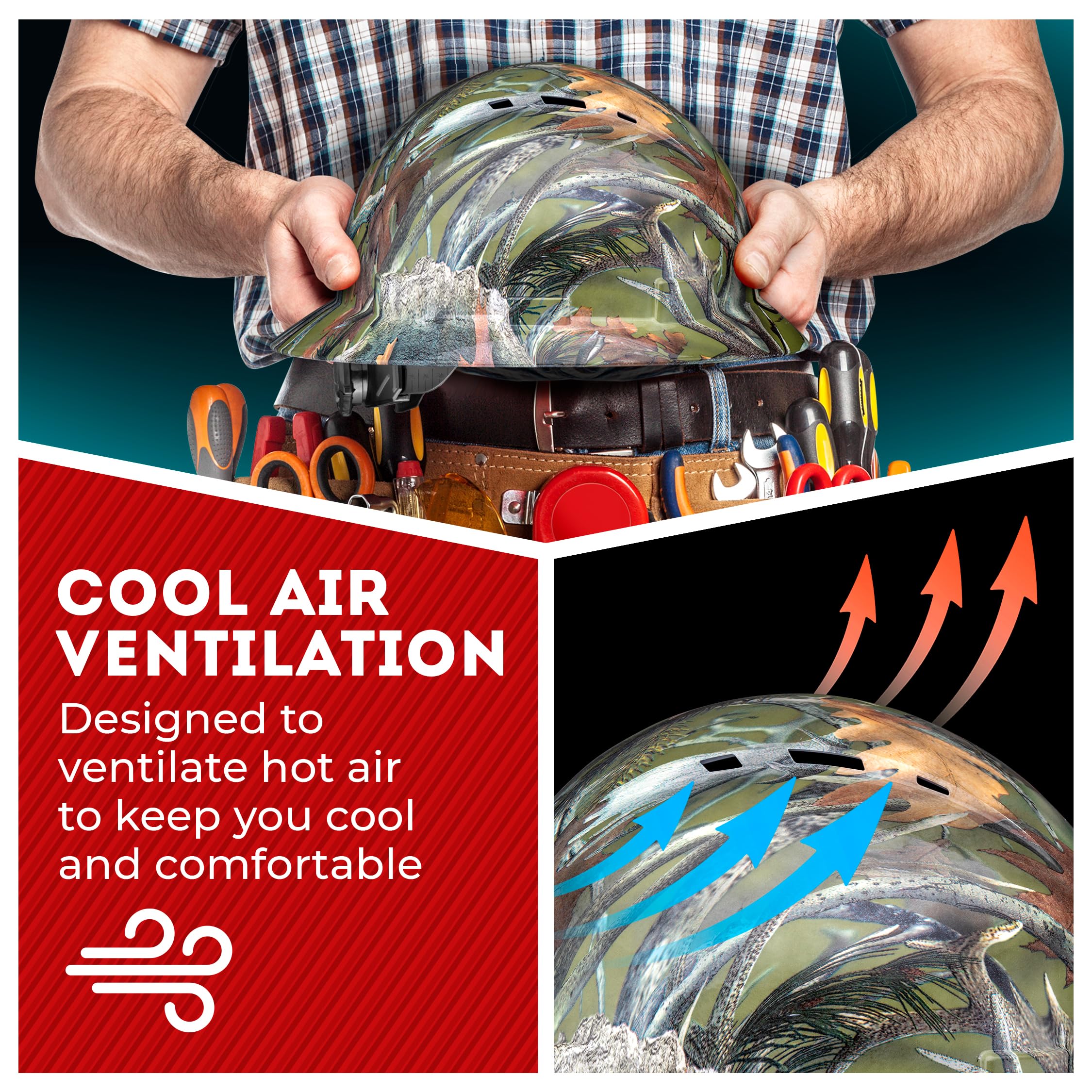 Tesa piena, ventilata, classe C, OSHA costruzione approvata, design in fibra di carbonio premium, imbottitura morbida, sospensione a cricchetto regolabile 6 PT, cuscinetto superiore