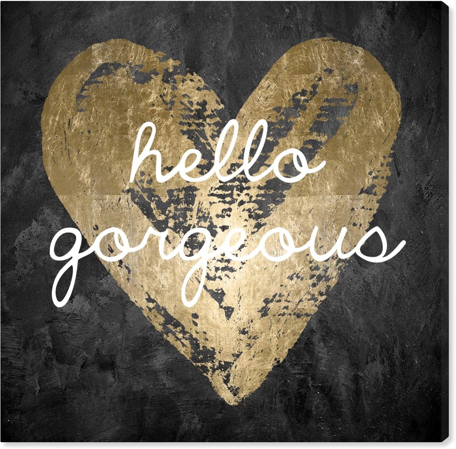 The Oliver Gal Artist Co. Typography and Quotes Wall Art Canvas Prints 'Gorgeous Salute' Home Décor, 12 in x 12 in, Black, Gold 12 in x 12 in Contemporary