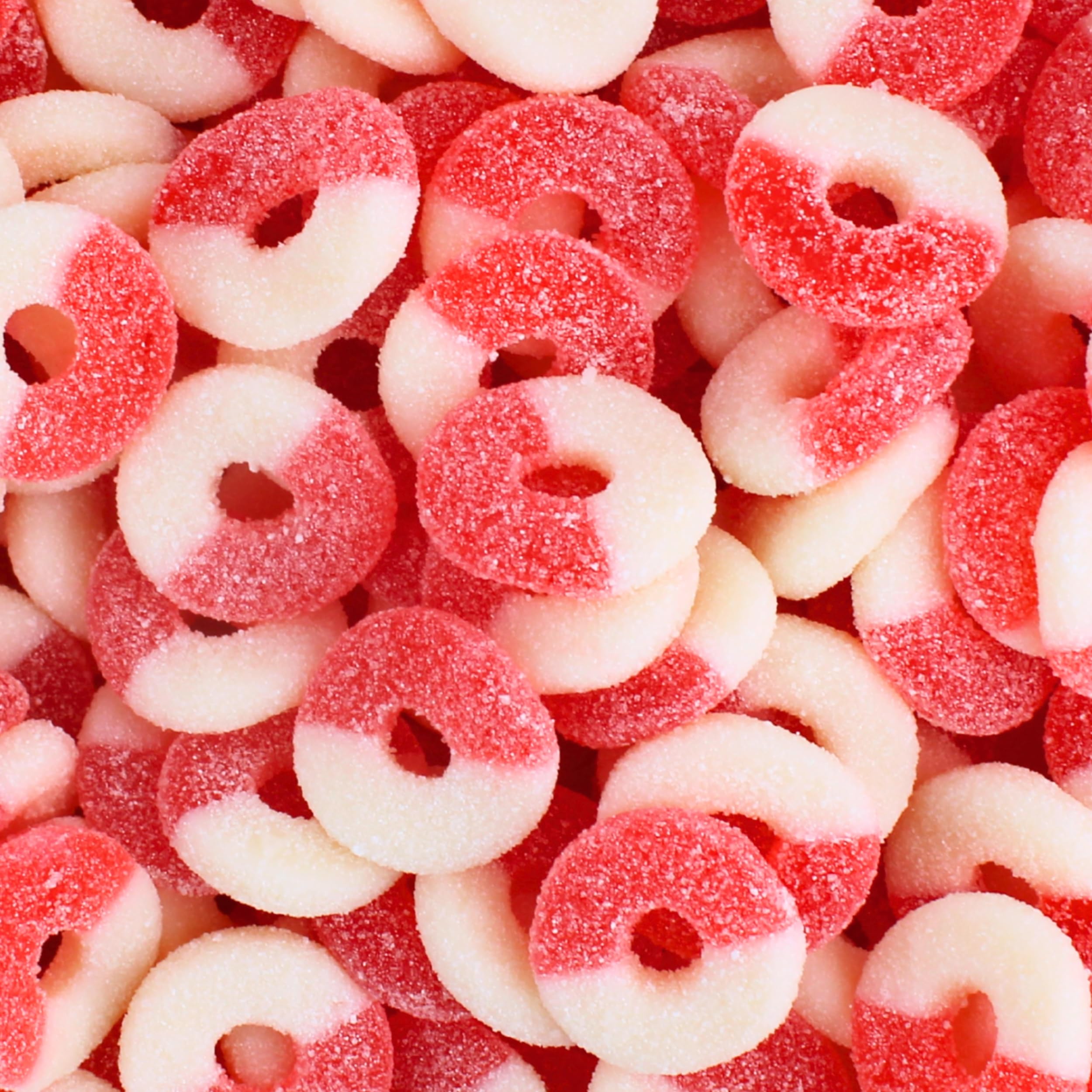 Watermelon Gummy Rings Candy - Fresh, Soft, and Chewy Sugar Dusted Gourmet Watermelon Gummy Candy Rings (2 Pound)