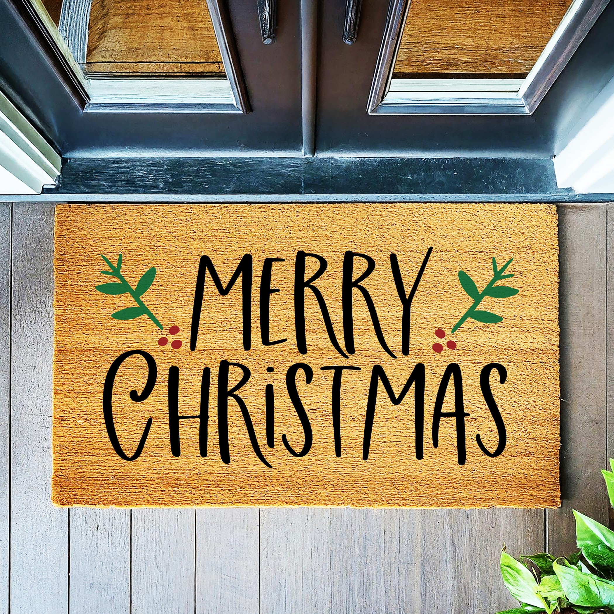 Merry Christmas Door Mat - Premium Quality 100% Coconut Coir - Holiday Decor Christmas Entryway Welcome Mat Gift stk 1574