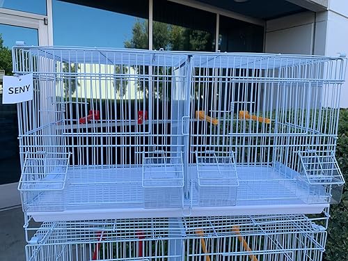 Miniatura 6 de Seny Juego de 4 jaulas apilables para pájaros pequeños de pinzón canario (blanco)