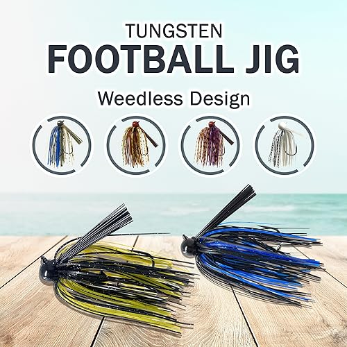 Miniatura 3 de Reaction Tackle Plantilla de fútbol de tungsteno para pesca de lubina, diseño sin malas hierbas con 97% de tungsteno puro, cabeza de plantilla y