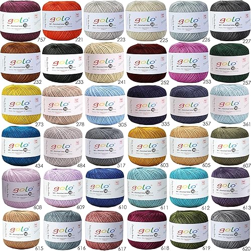 Miniatura 4 de golo Hilo de ganchillo tamaño 10 hilo de color para ganchillo D-Blue-169