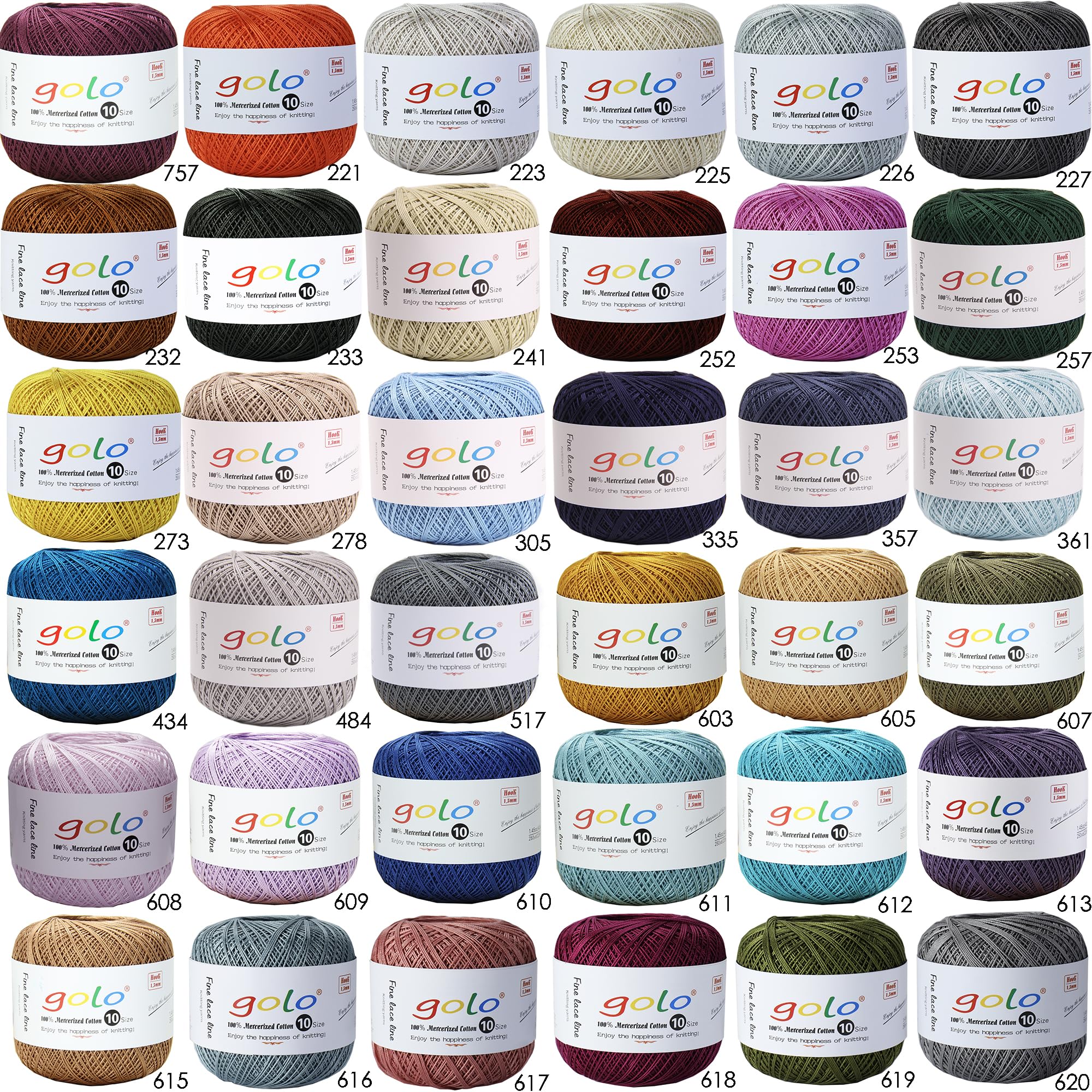 golo Crochet Thread Size 10 White Yarn for Hand Knitting White 801