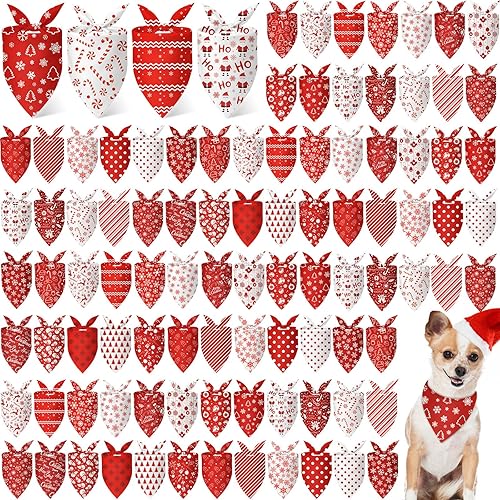 Miniatura 9 de Chunful 100 piezas de bandanas para perros de Acción de Gracias a granel, bandanas para mascotas de otoño con patrones de hojas, bufanda triangular,