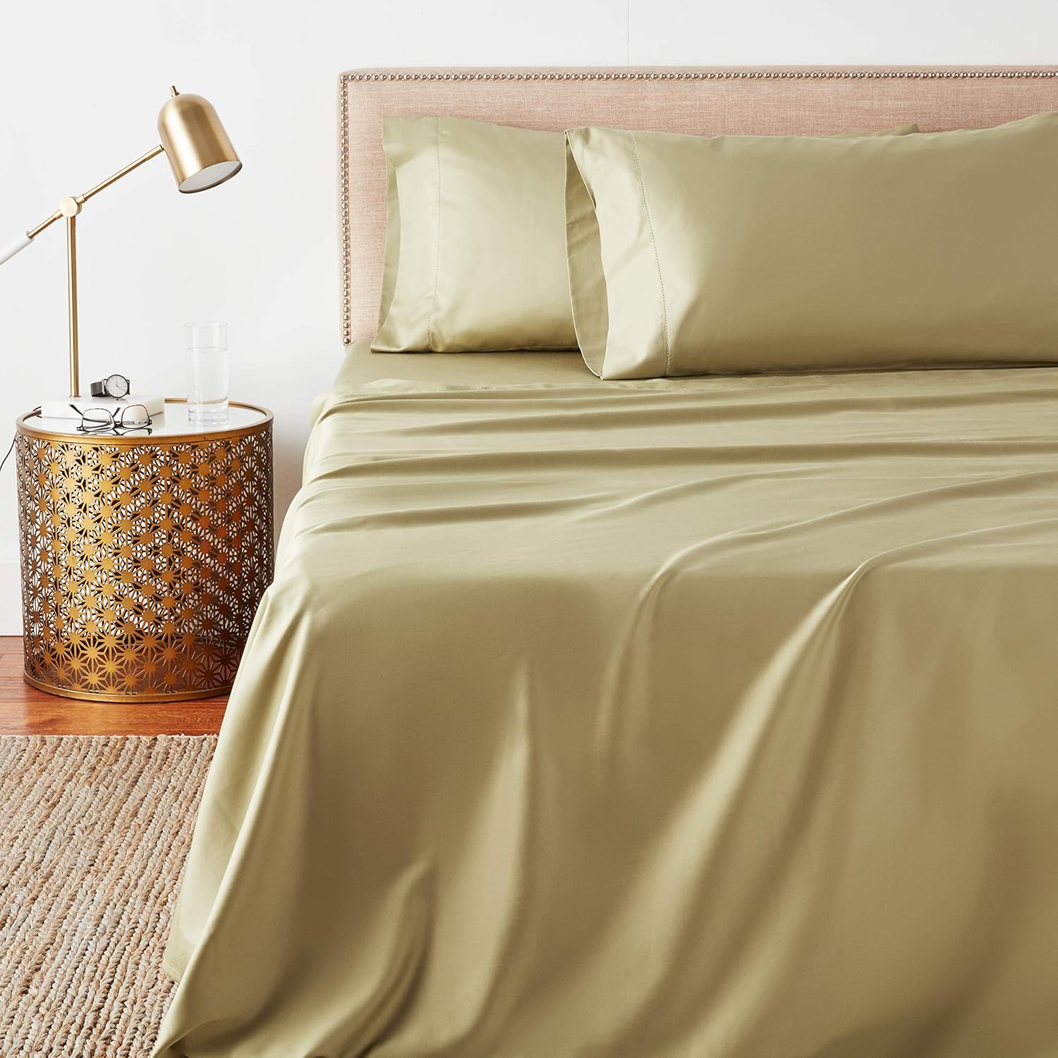 Pointehaven 410KEL 410TC Long Staple Cotton Deep Pocket Oversized Sheet Set,Elm,King