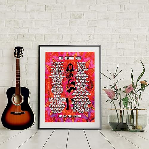 Vista 4 de AMERICAN LUXURY GIFTS The Zephyr Song Lyrics - Red Hot Chili Peppers Retro Word Art Print, Music Wall Decor for Studio, Bedroom, Man Cave - 11x14