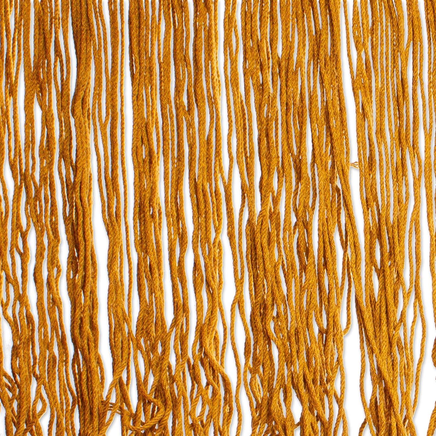 NOVICA Artisan Handmade Cotton Rope Hammock Fringed Amber Yellow from Mexico Double Solid Tropical Decor [Bed Size 75in L x 79in W Total Length 142in L Fringe 15.75in L] ' Amber Cascade' Double