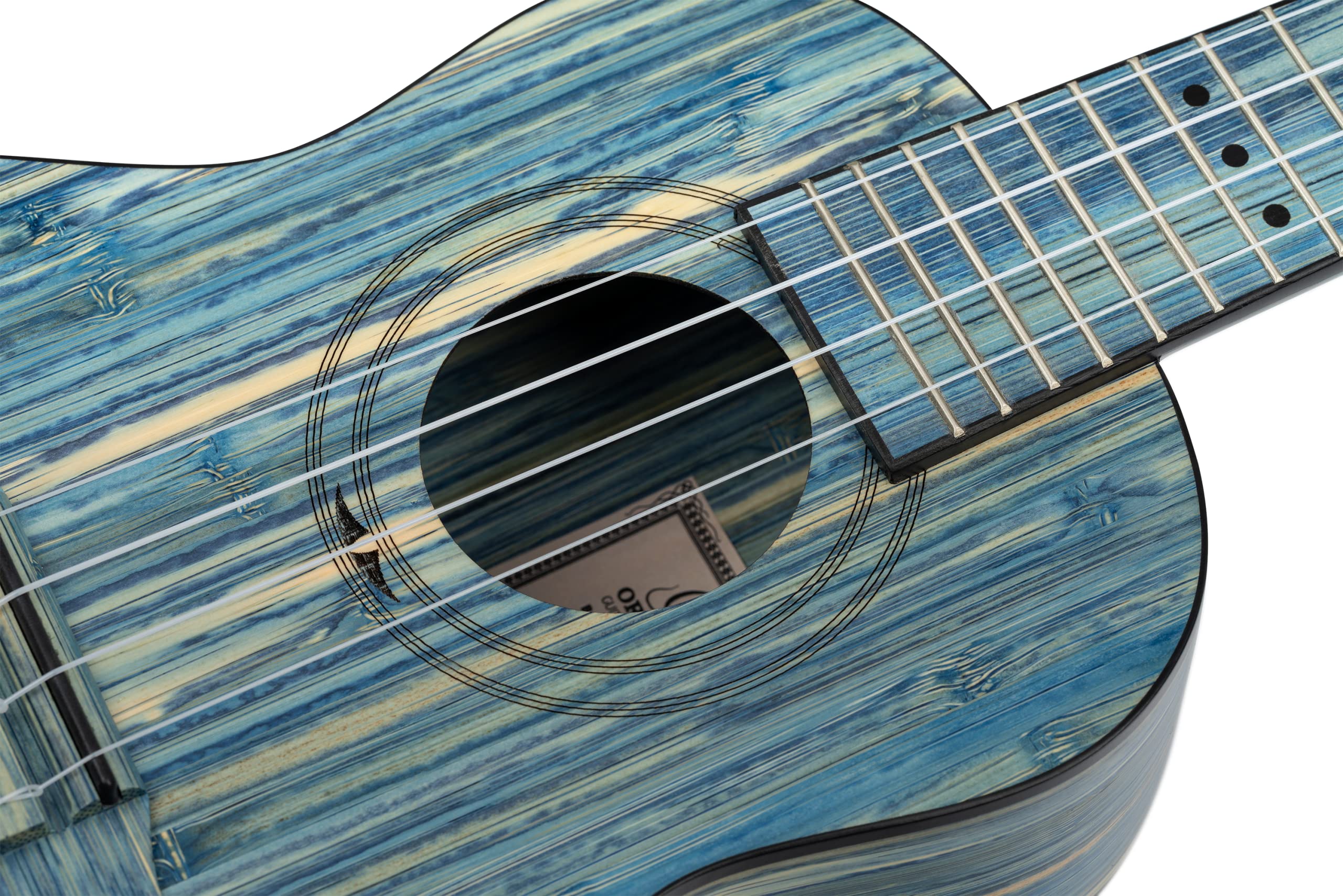Ortega Guitars Ukulélé Concert Acoustique – Série Bamboo – Housse Incluse – Bambou, Bleu (RUSWB-CC)
