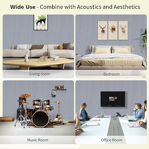 Miniatura 6 de Paneles acústicos, paquete de 10 paneles de sonido que reducen el ruido para paredes, paneles de pared insonorizados de 48 x 24 x 0.4 pulgadas,