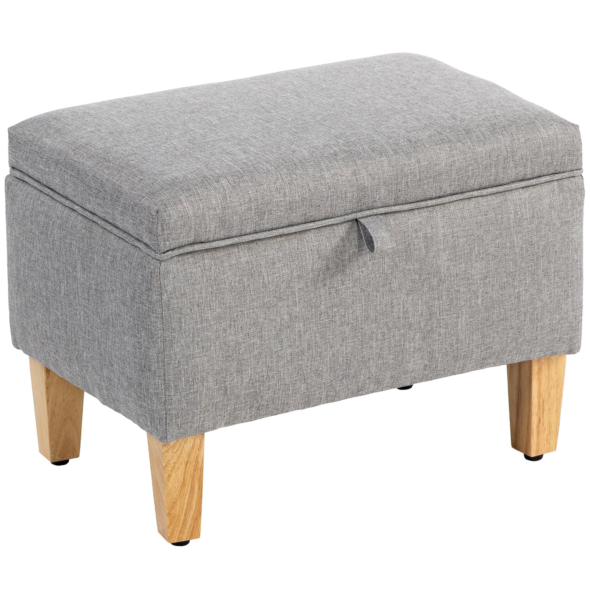 Homcom Linen Storage Ottoman Storage Box With Rubberwood LegsLight Grey from B&Q