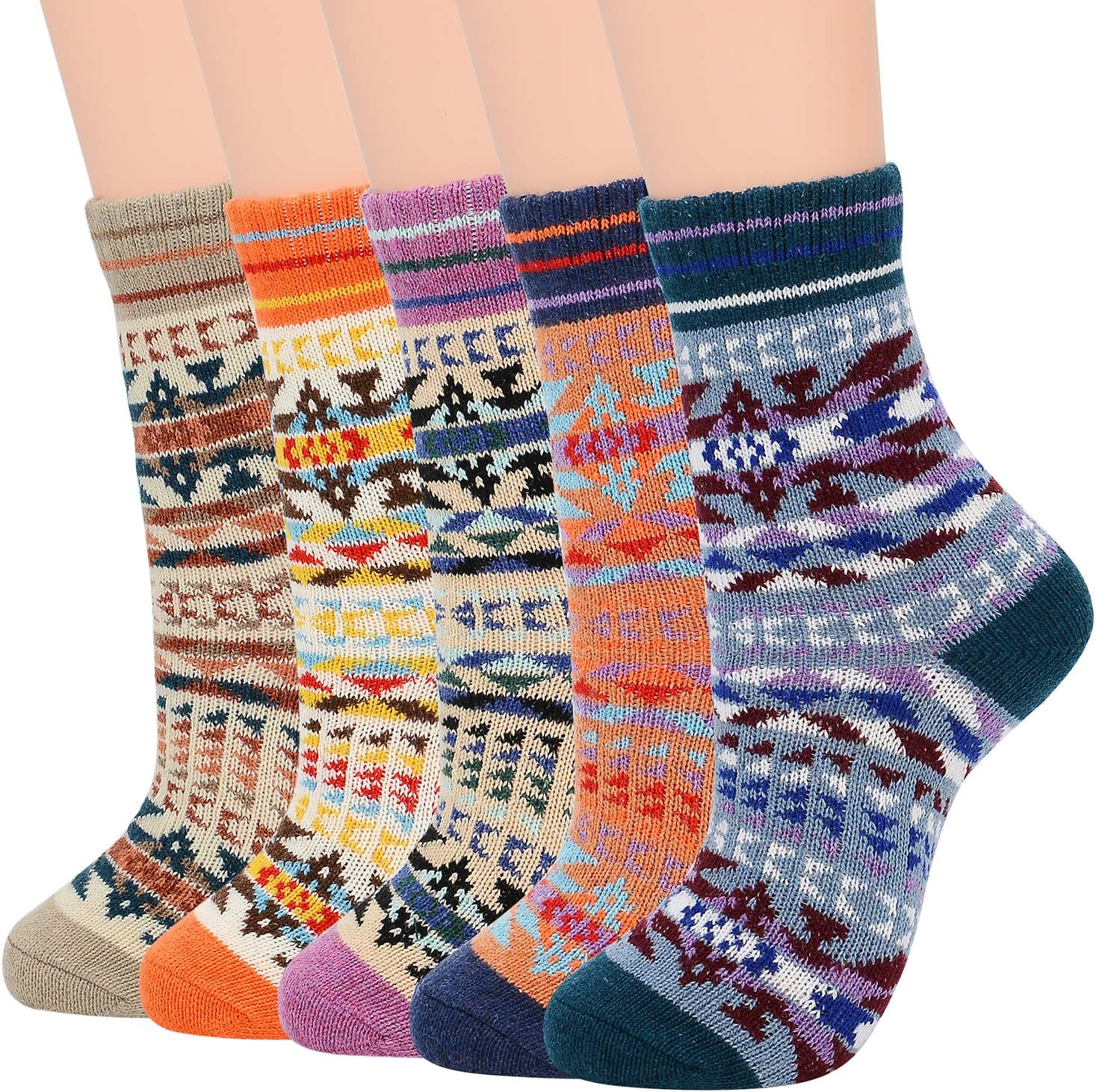 ZandoWomens Wool Socks Winter Athletic Socks Crew Sock Warm Hiking Merino Wool Socks Soft Thick Mid Calf