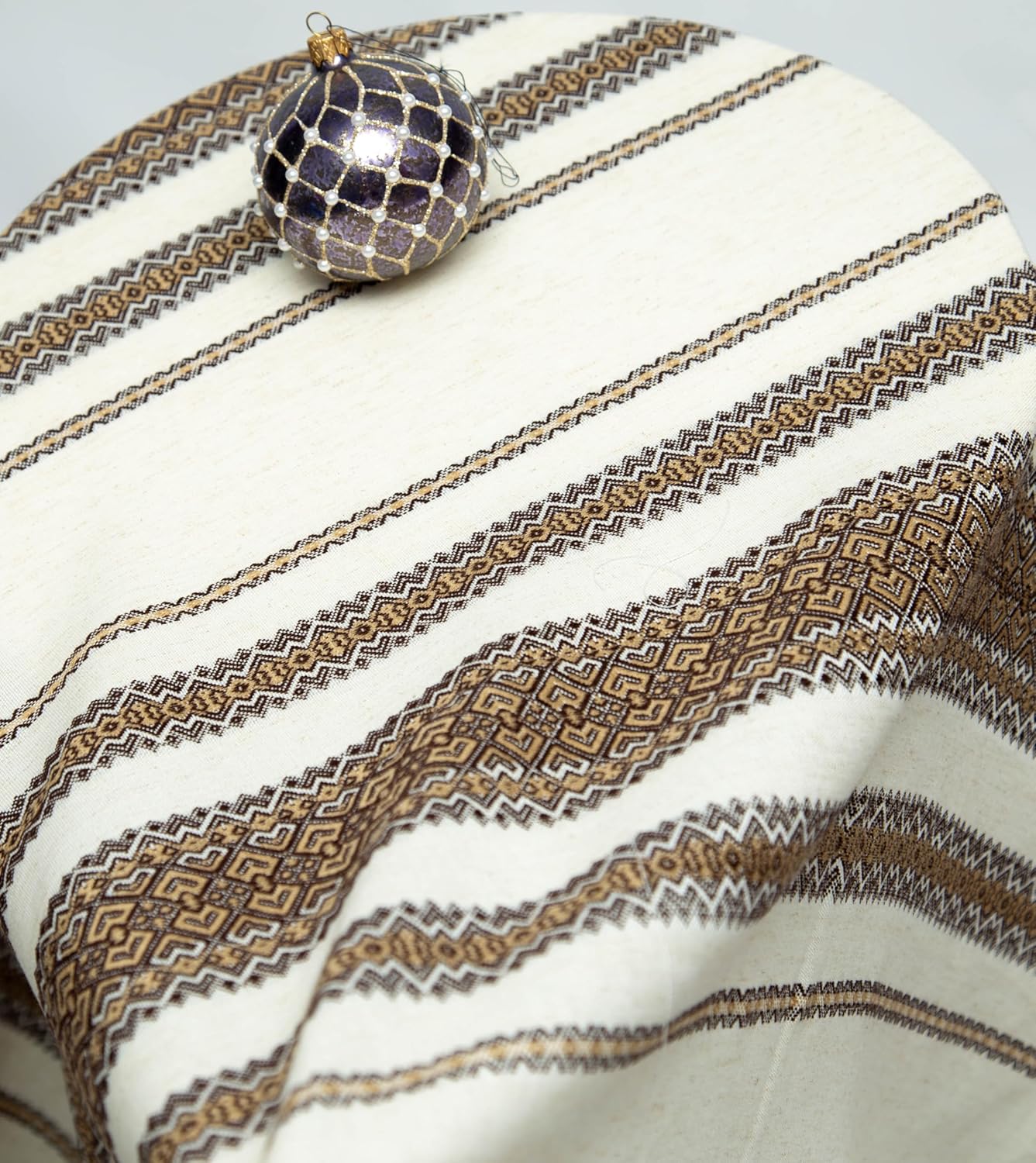 Rushnichok Set Tablecloth + 6 Napkins Gray Brown Ukrainian Ornament Slavic Decorative Folk Decor 90 x 55/230 x 140 cm