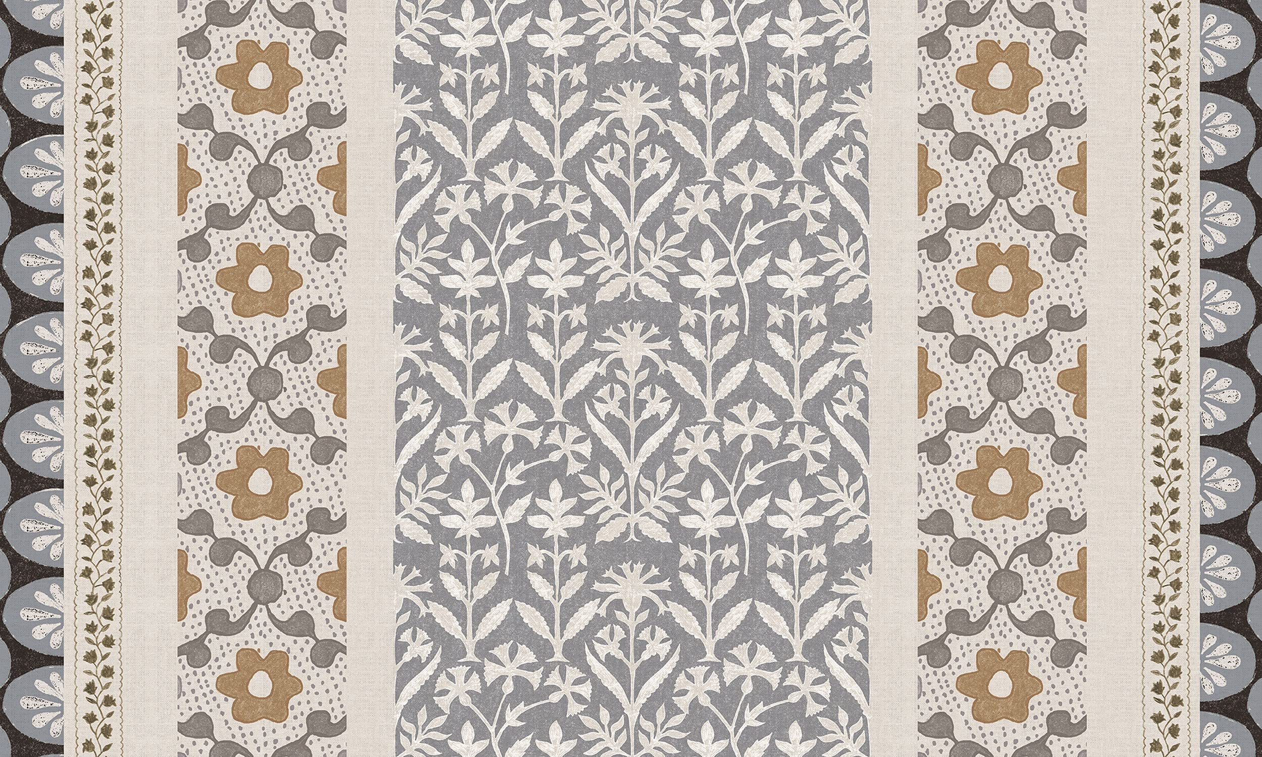 Floor Flair Collection, Hadley Hall in Haze Floral Medallion 3 x 5 Feet, Durable Waterproof & Stain Resistant Vinyl, Indoor Area Mat, Protective Floor Covering, Interior Home Décor