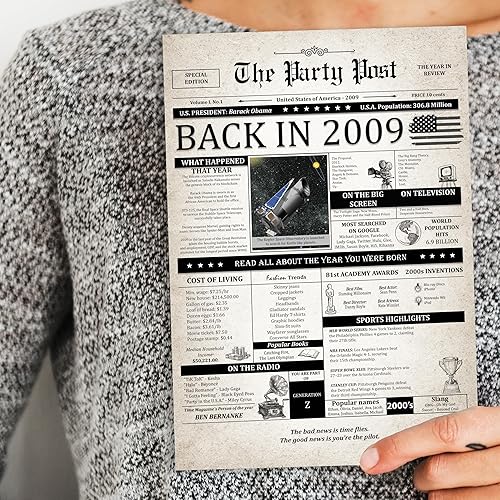 Miniatura 6 de Tarjeta de cumpleaños número 16, tarjeta jumbo de feliz cumpleaños para hombres o mujeres nacidos en 2009, regalos grandes y divertidos para papás o