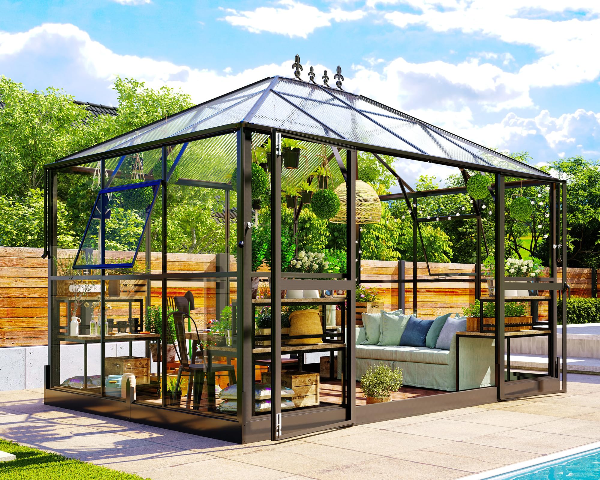 Amazon.com : Jocisland 11x8.3x8.6 FT Polycarbonate Greenhouse with